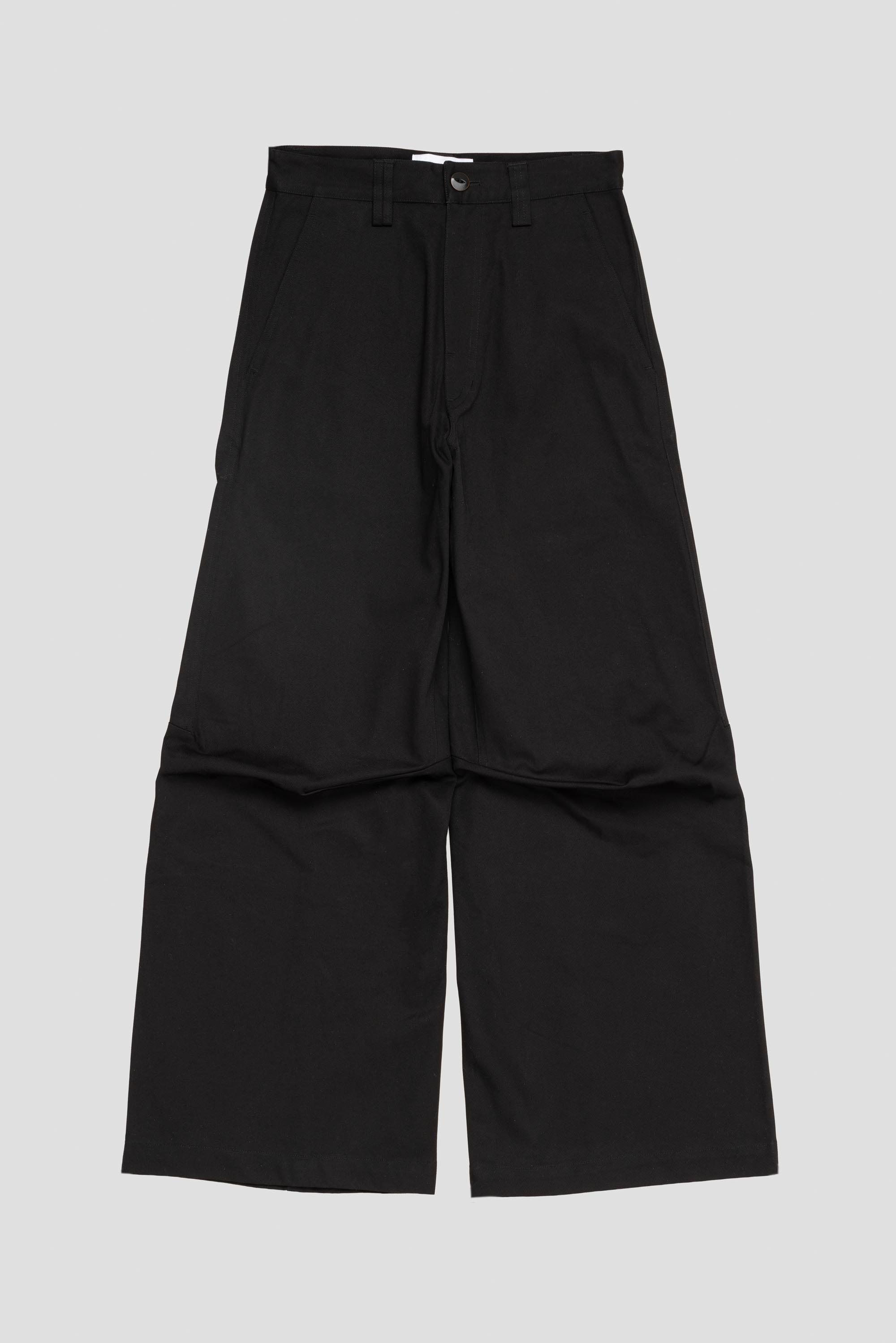 Darted Wide Cotton Trousers Black