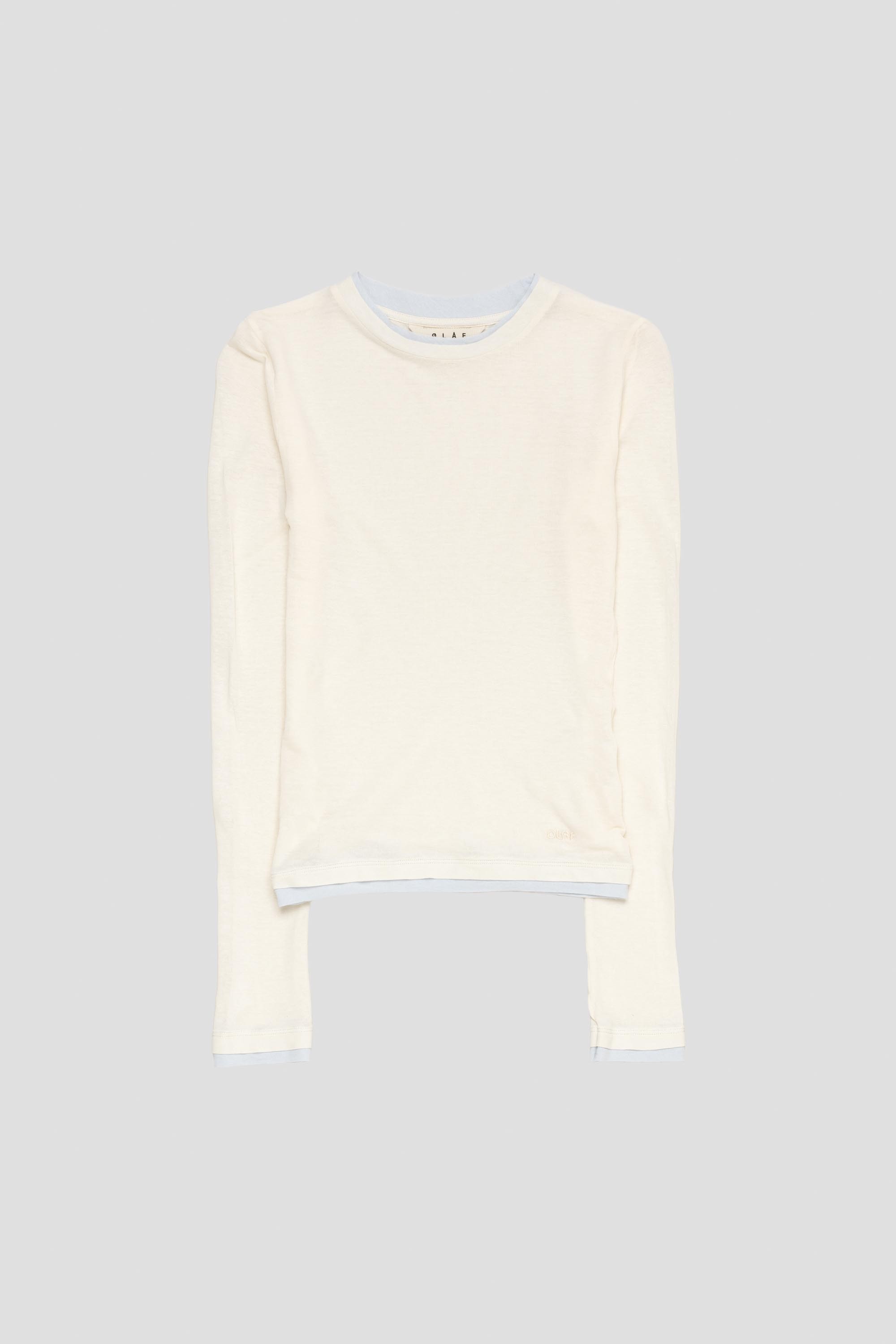 Women's Retro Logo Double Layer Top LS Off White