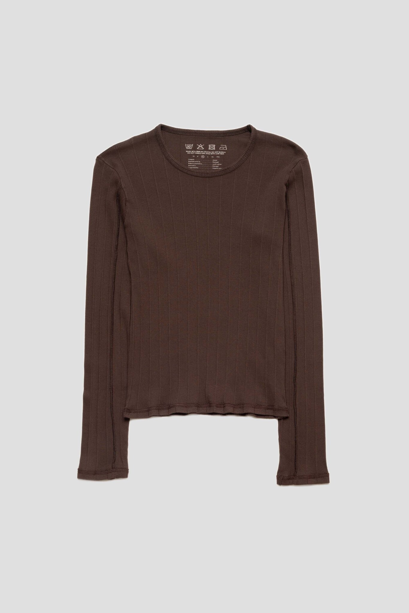 Women's LS Rib Tee Dark Brown