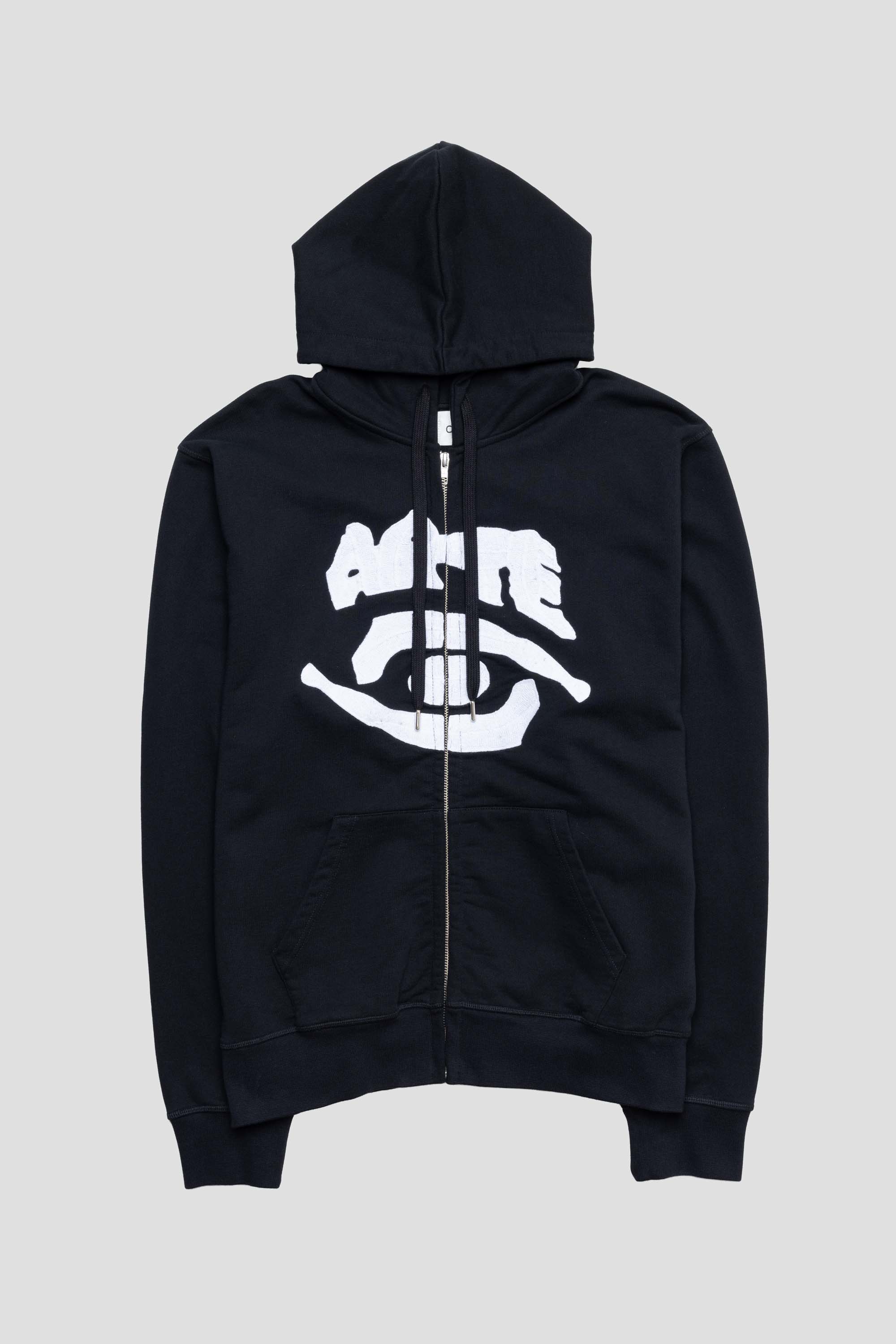Eye Front Zip Hoodie Black