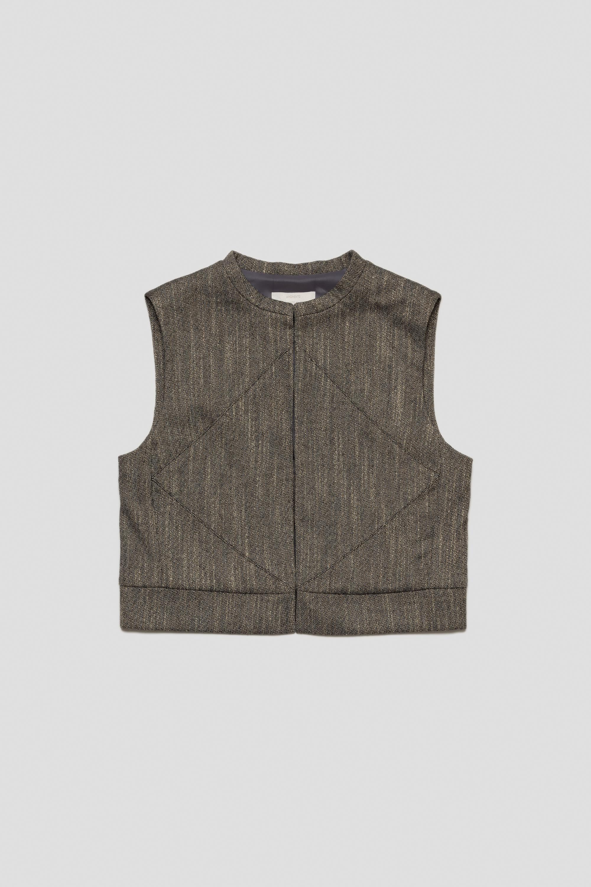 Wool Tweed Motive Vest Charcoal