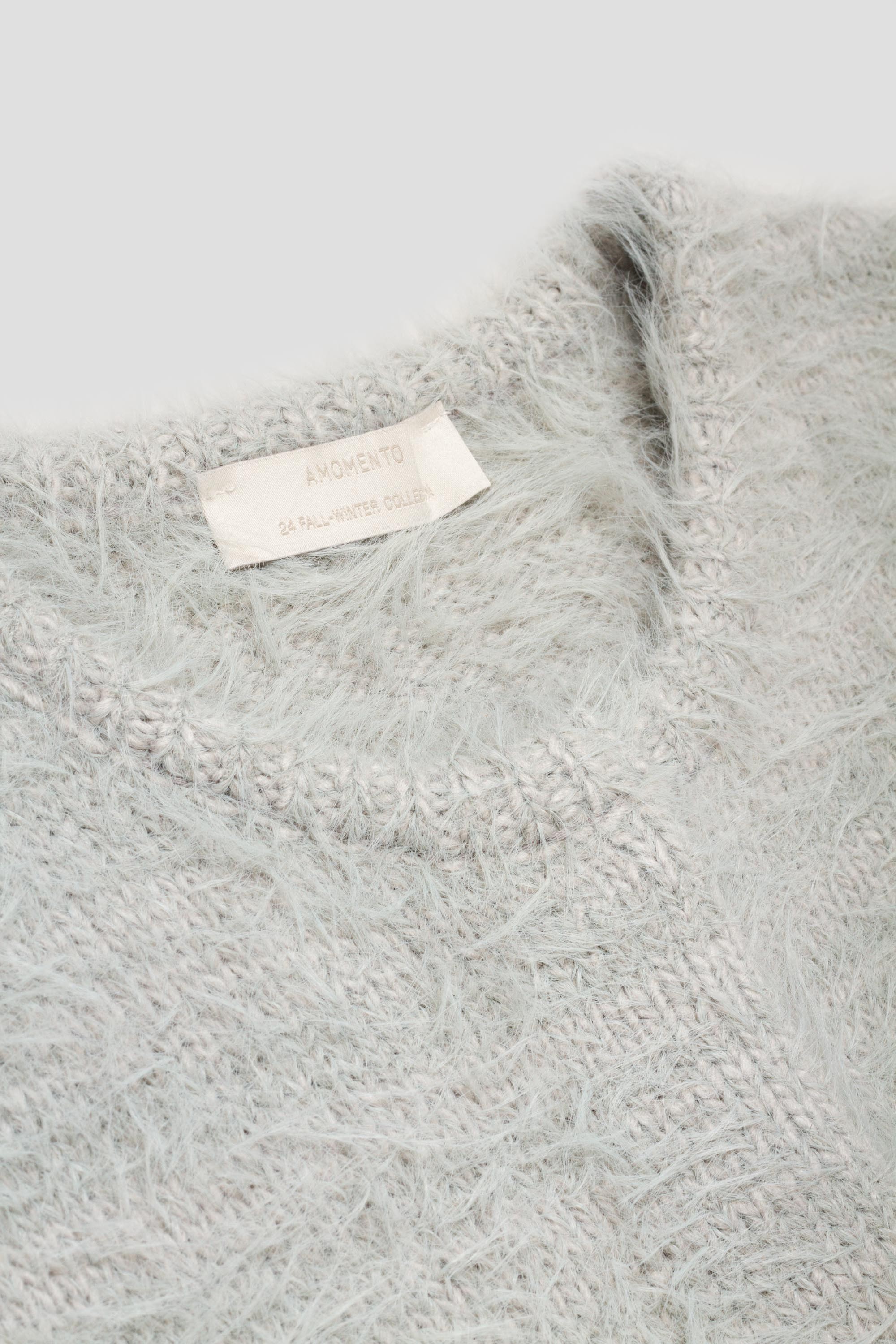 Shaggy Cropped Cardigan Light Mint