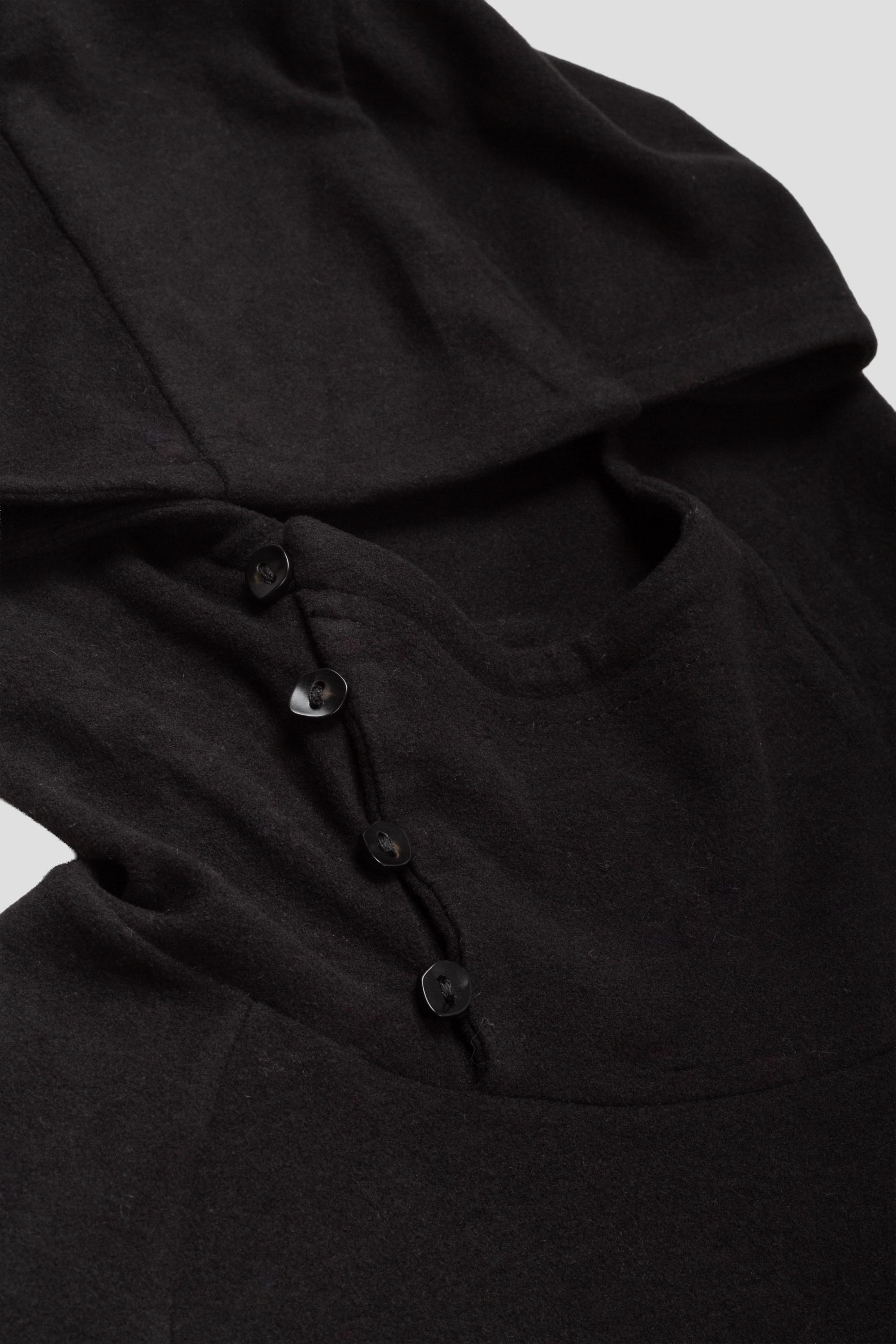 Slit Collar Hoodie Black