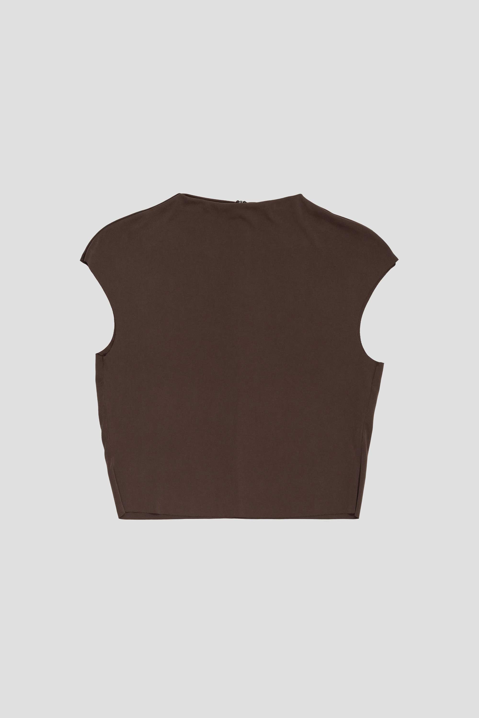 Jersey Mock Neck Top Brown