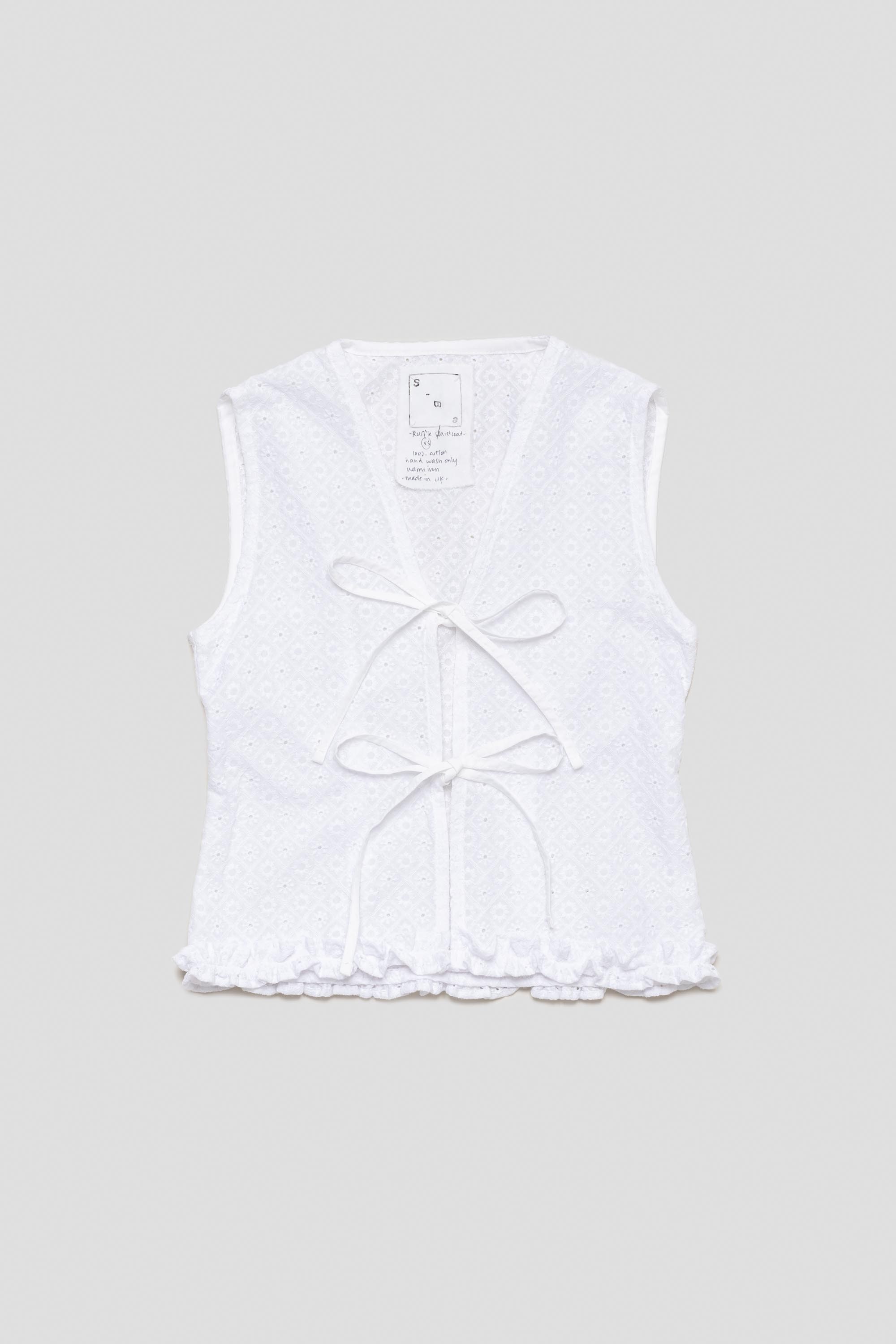 Broderie Ruffle Waistcoat White