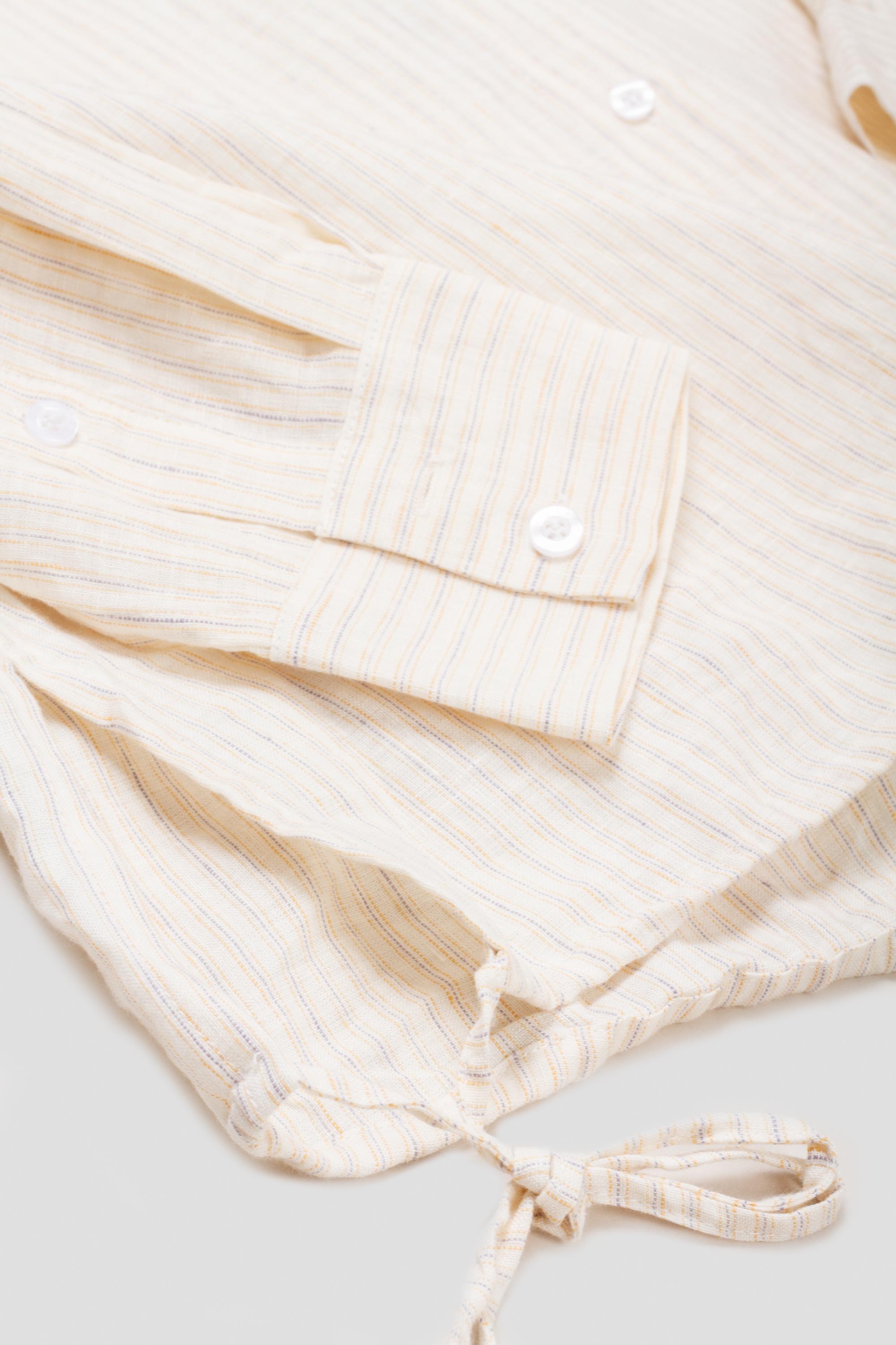 Tie Split Shirt Linen Story Stripe