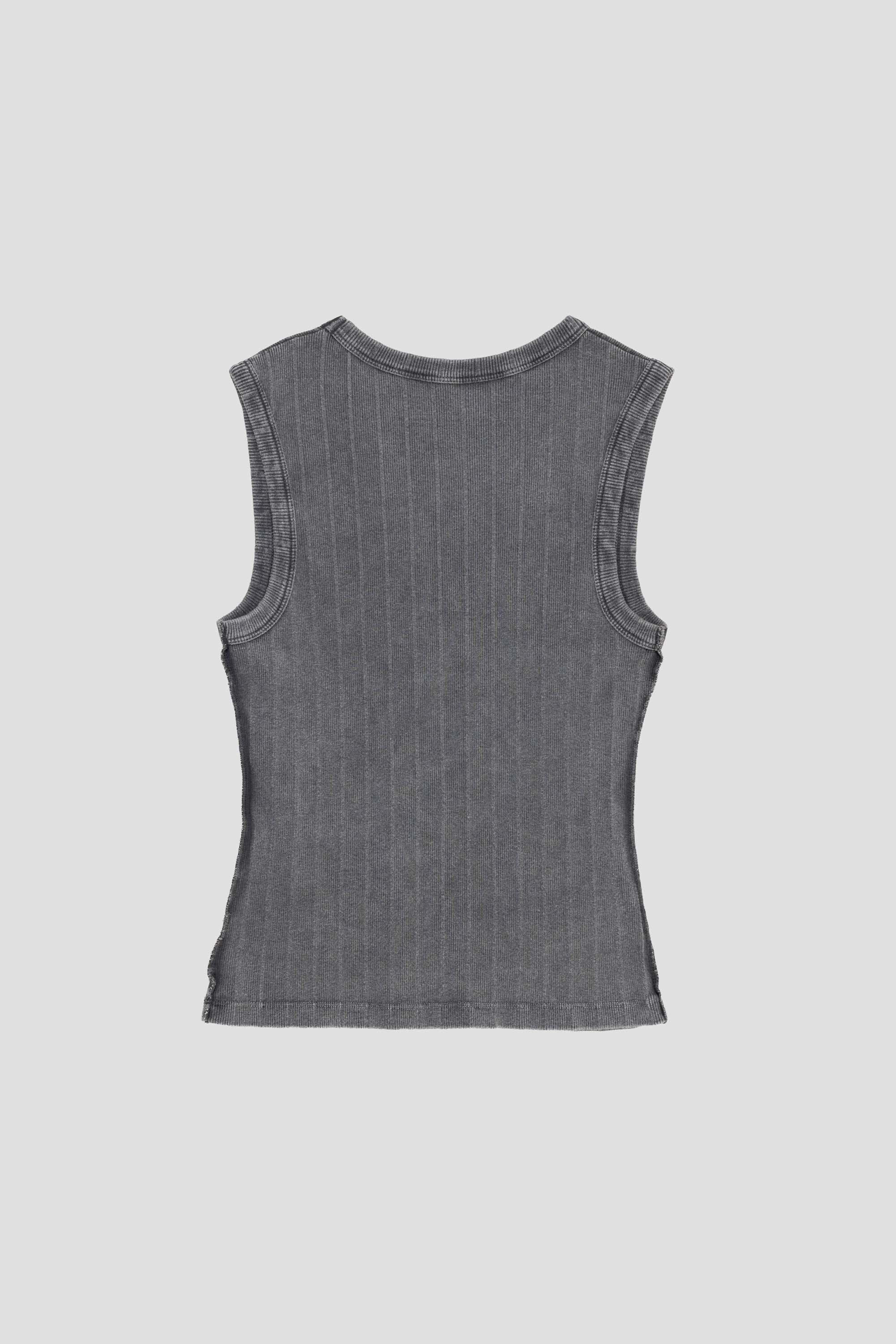 Women's V-Neck Tank Top Washed Graphite Rib