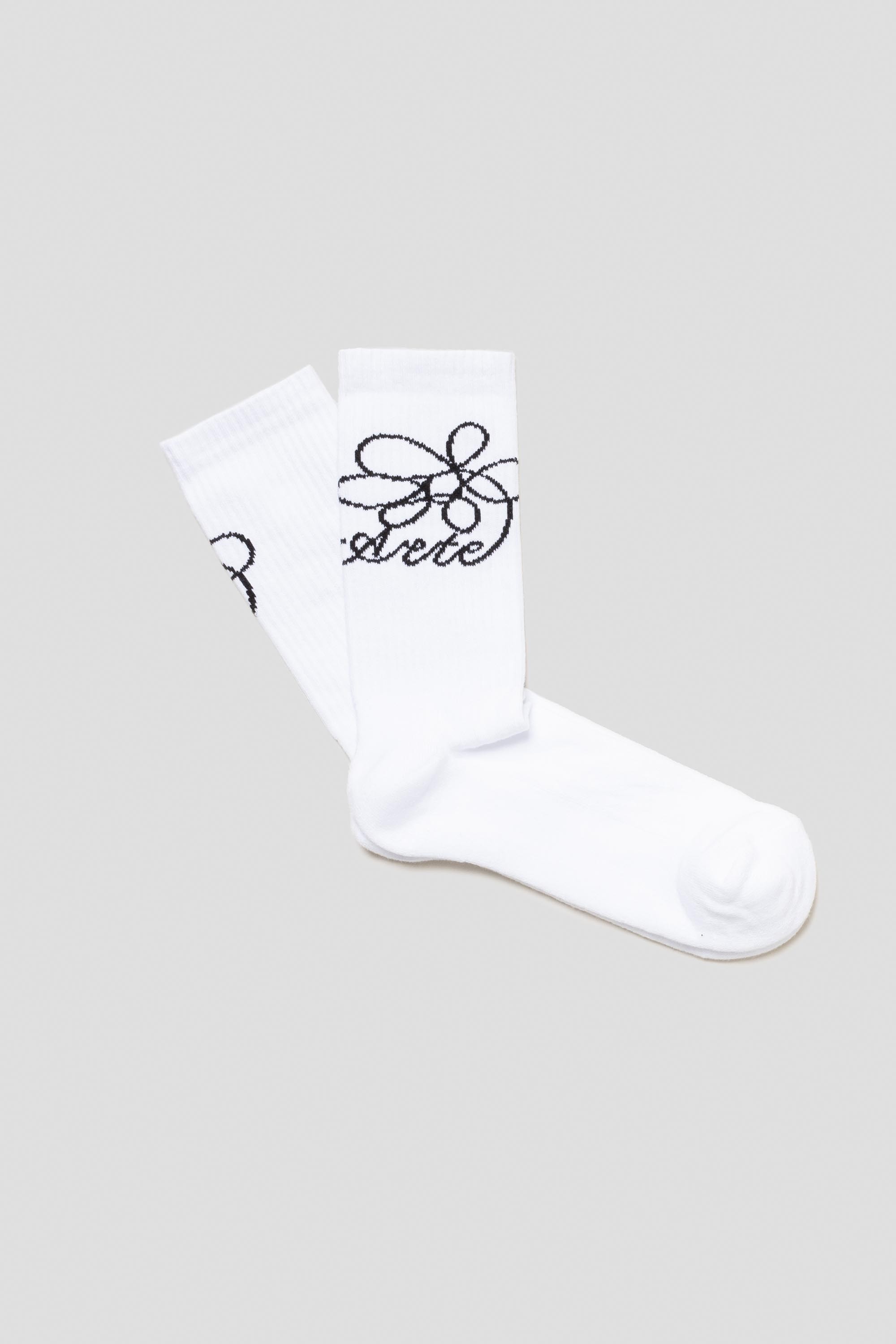 Flower Logo Socks White