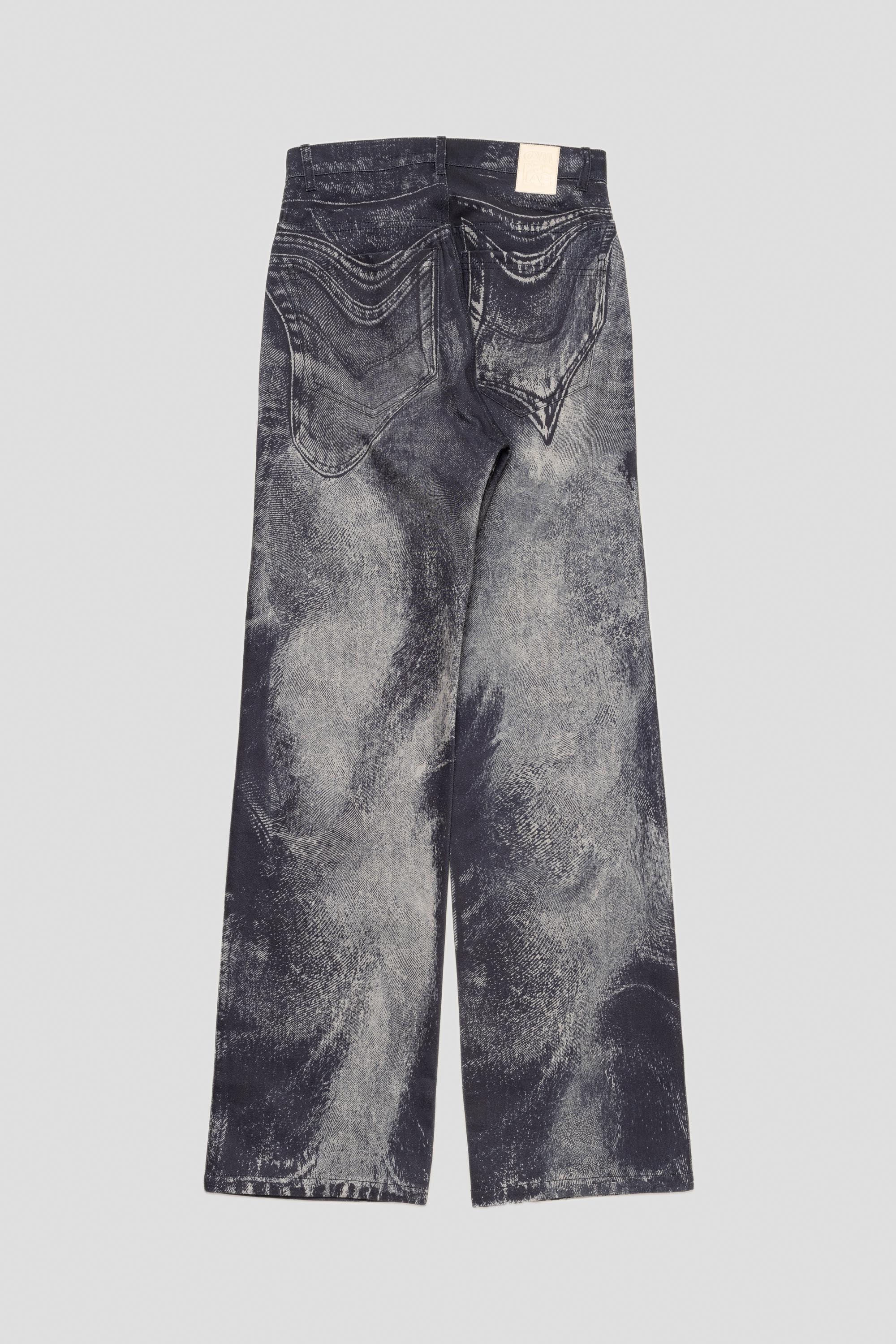 Distorted Print Jeans Black Faded