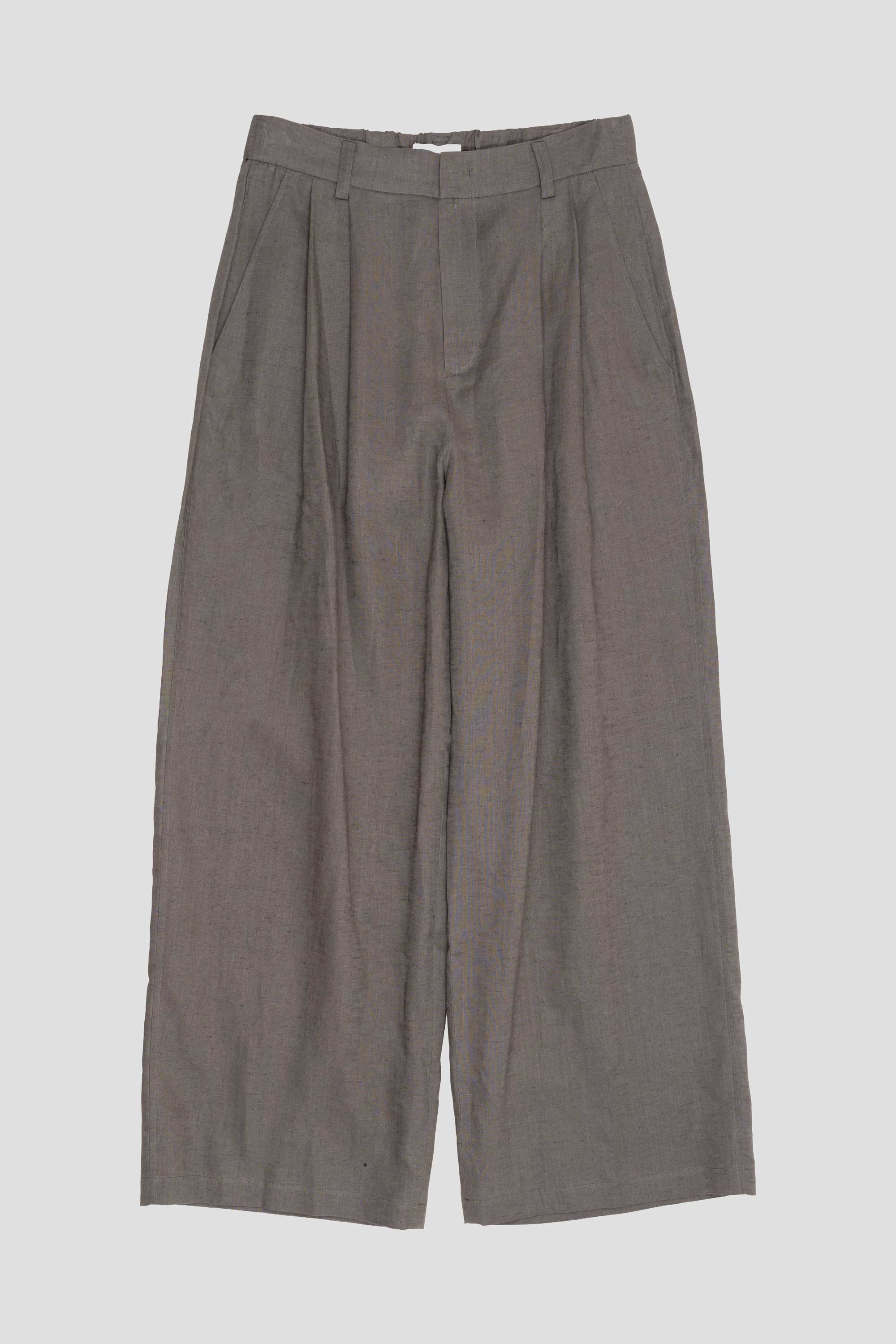 Linen Two Tuck Wide Pants Khaki