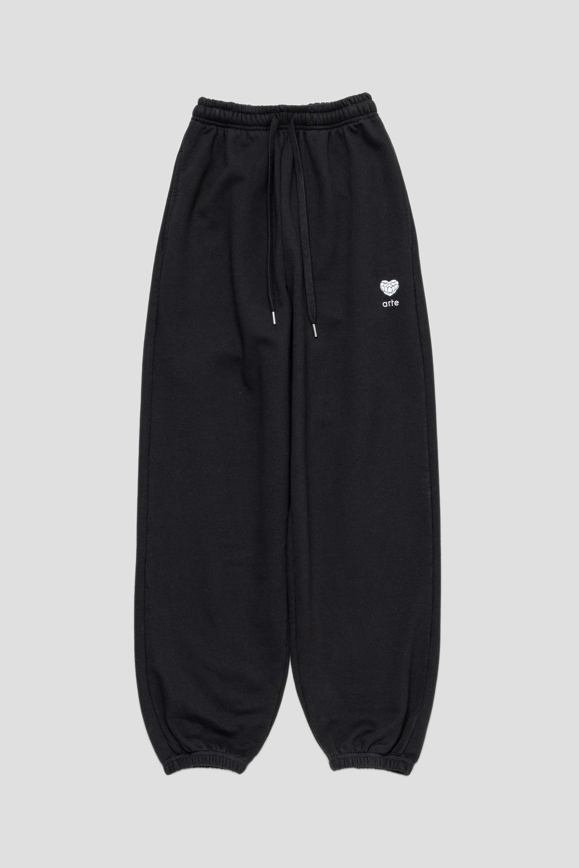 Heart Flower Sweat Pants Black