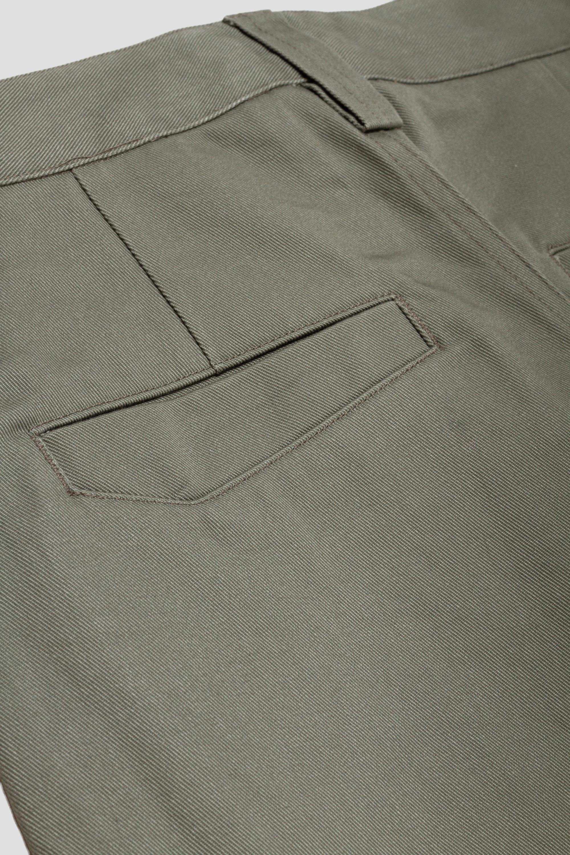 Darted Wide Cotton Trousers Olive