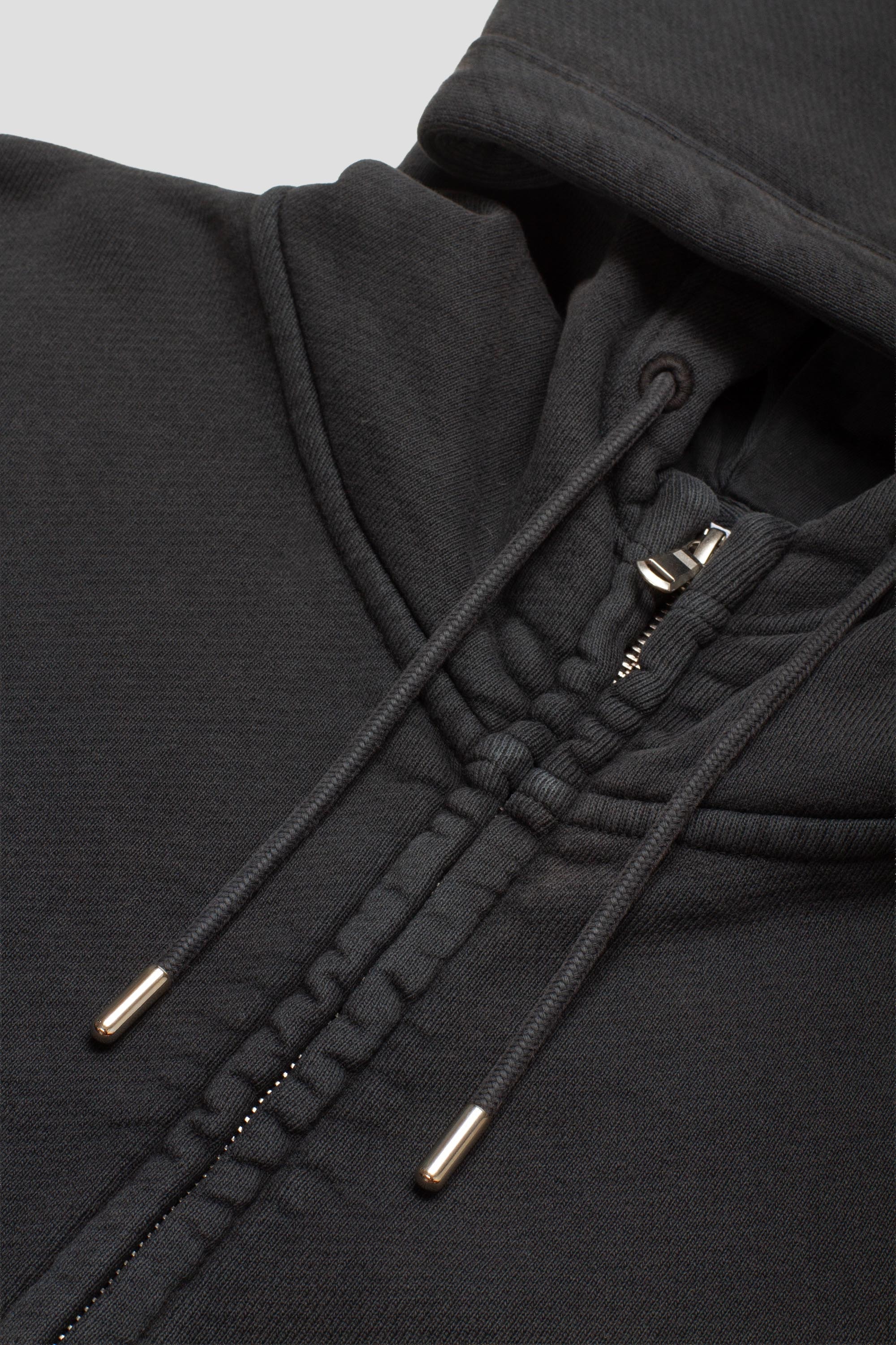 Bubble Zip Hoodie Washed Black Jersey