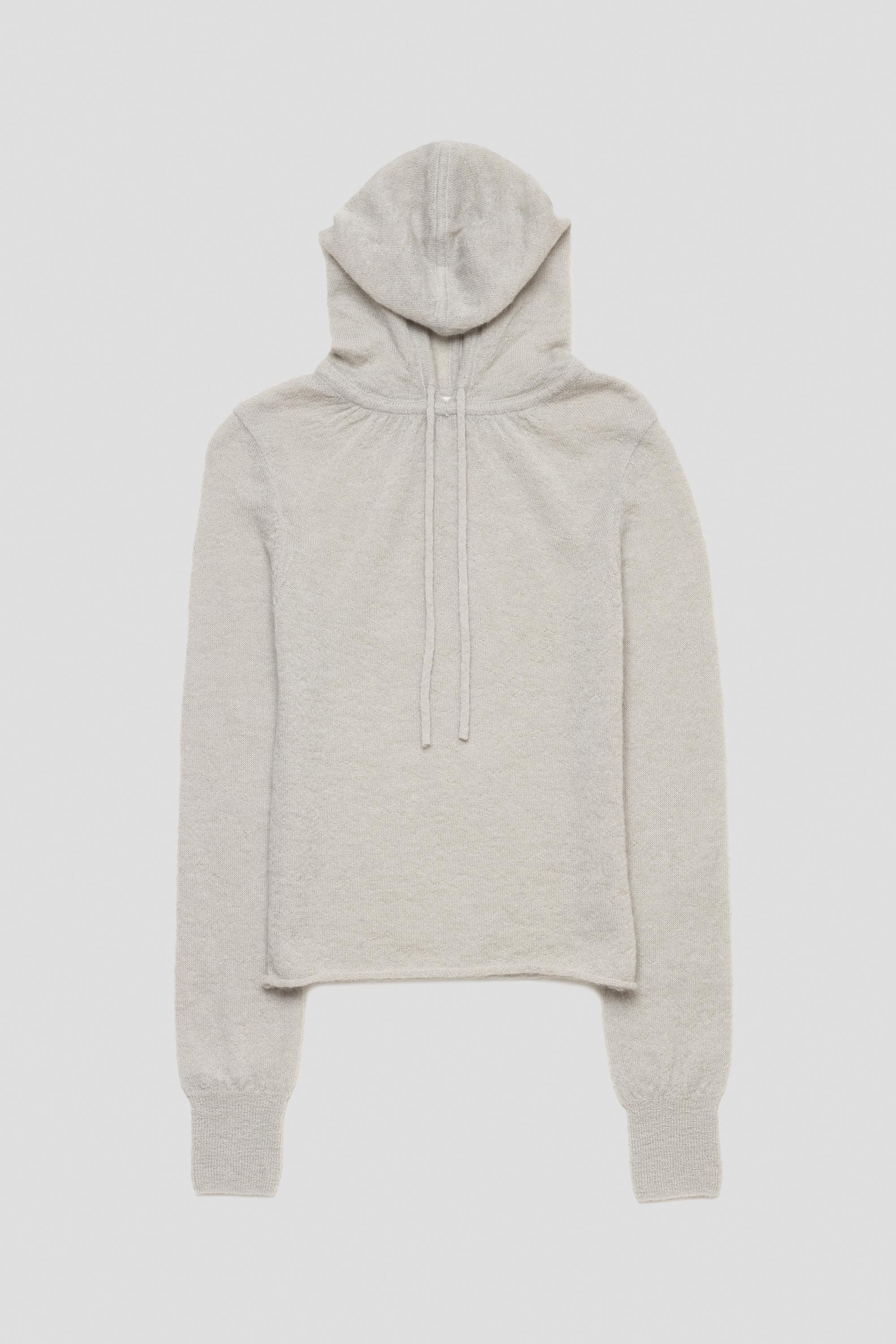 Sheer Hooded Knit Light Grey