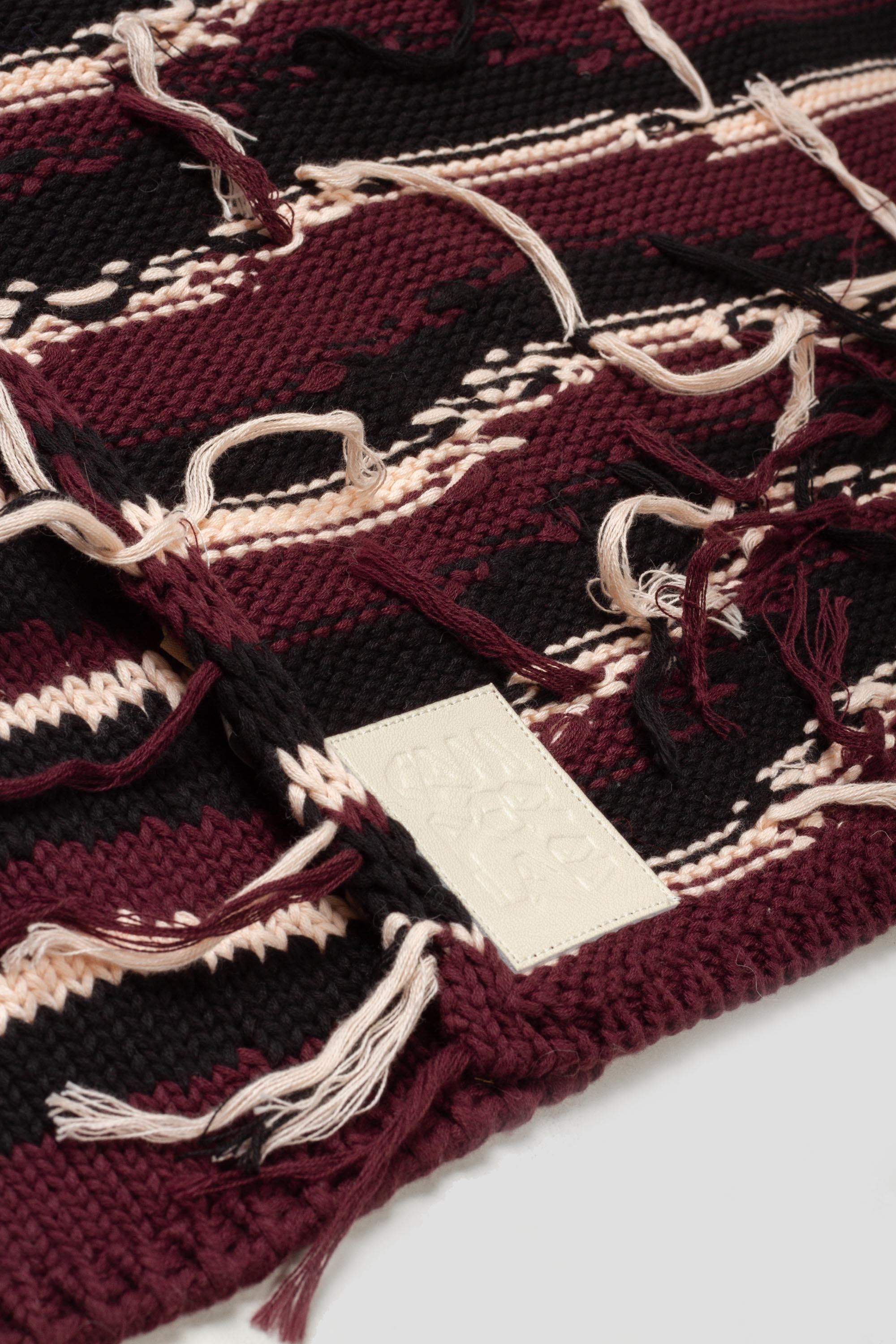 Intarsia Knit Scarf Brown