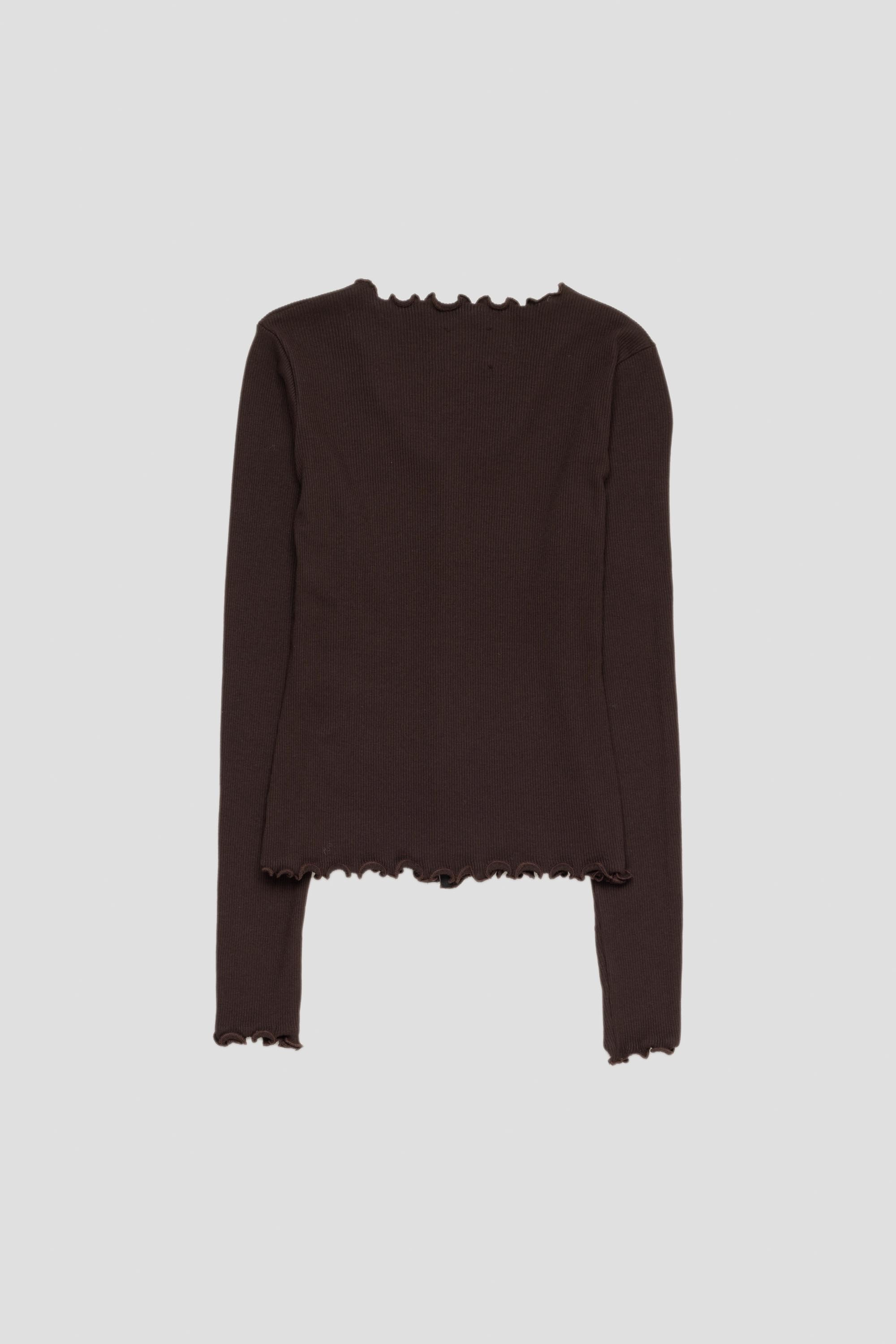 Ribbed Button Top Brown