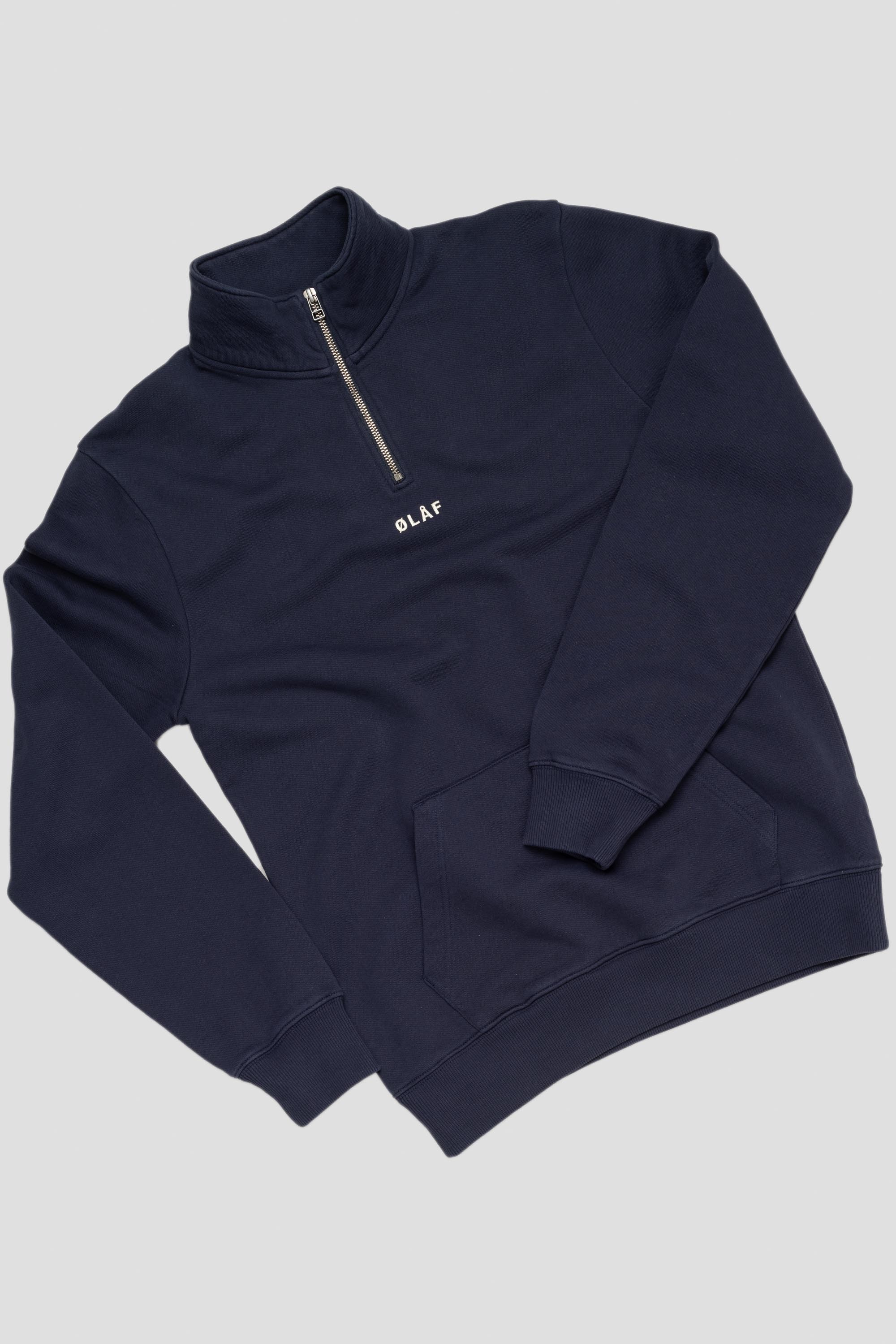 Block Zip Mock Navy