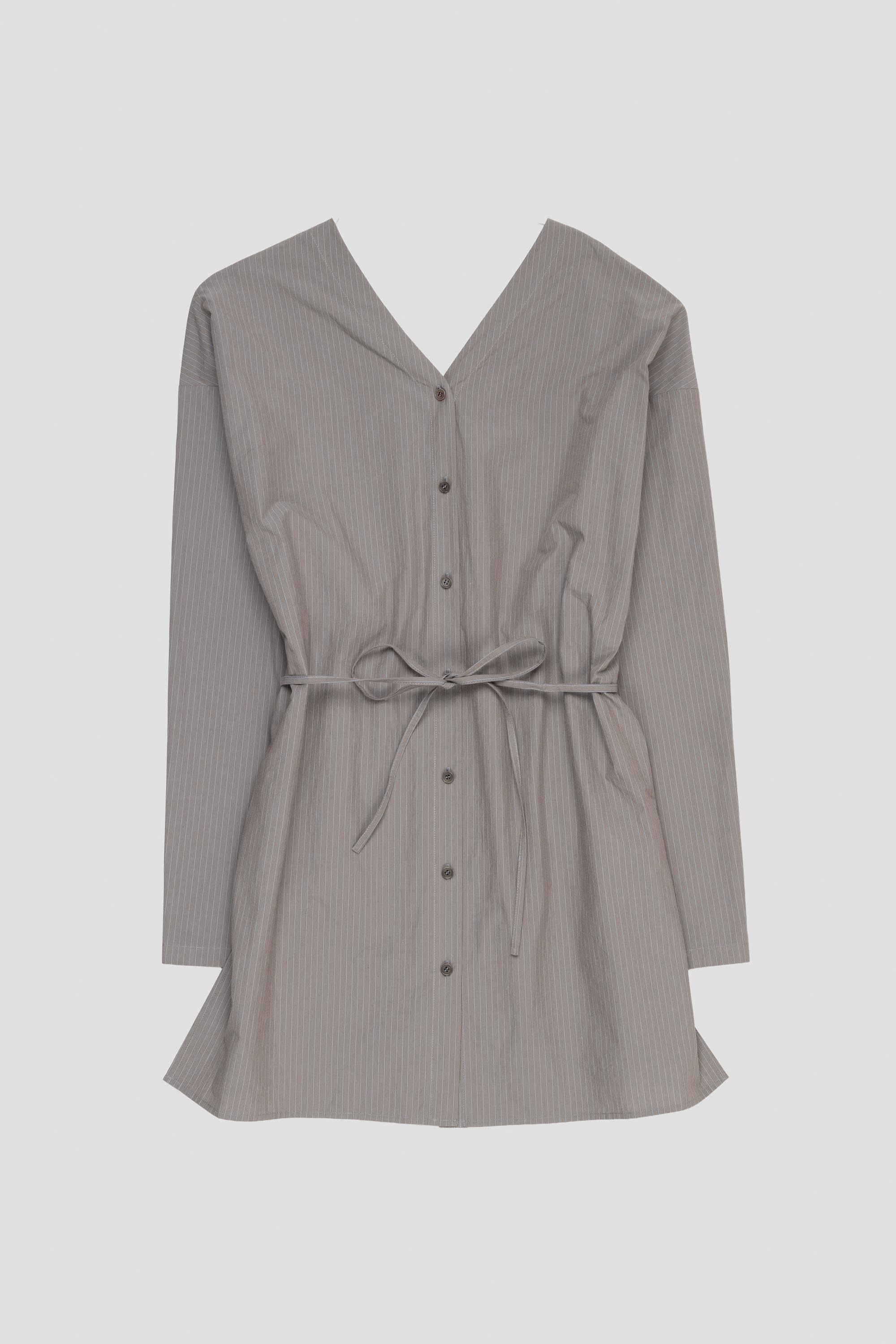 Stripe Shirt Dress Grey