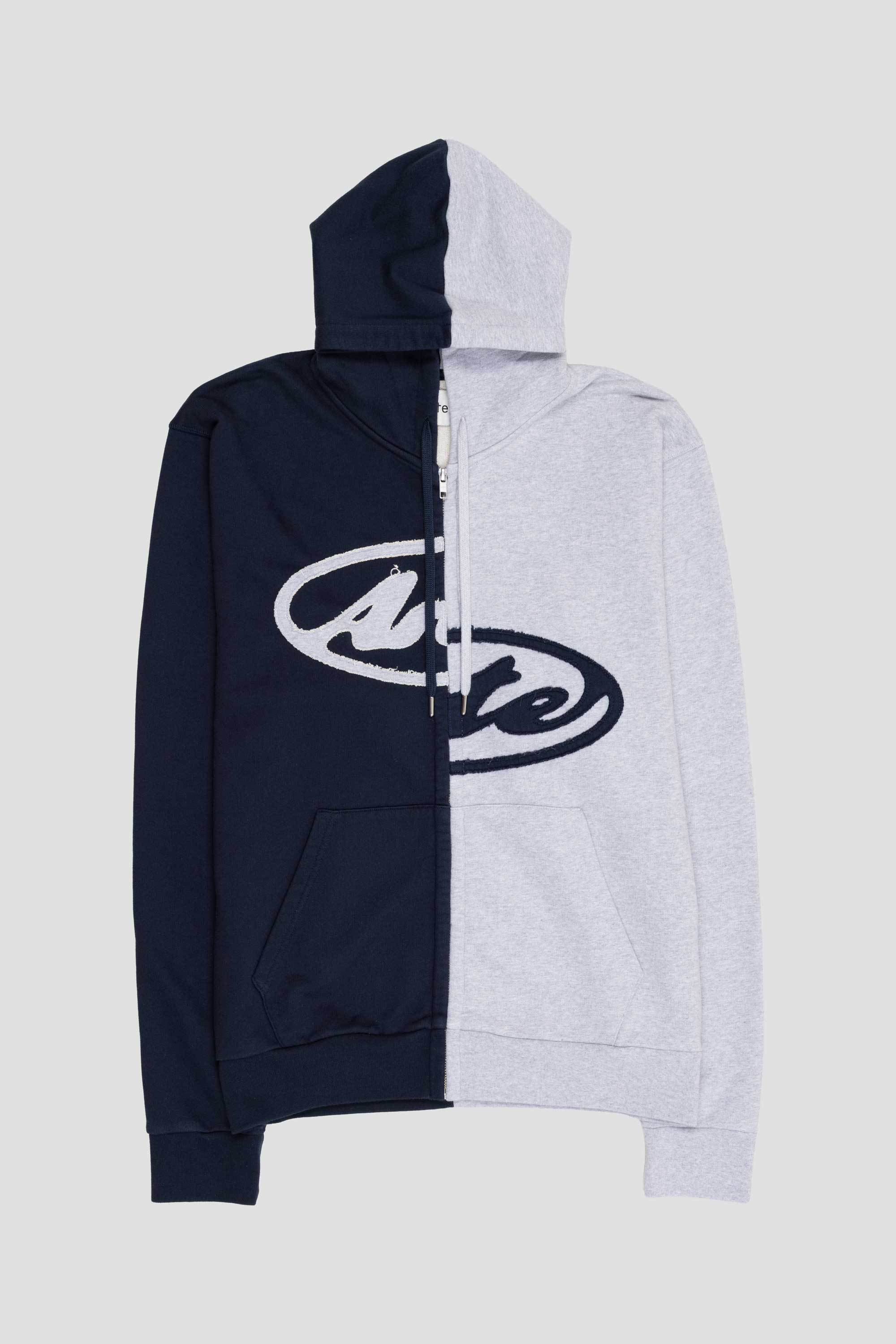Split Patch Zip Hoodie Grey/Navy