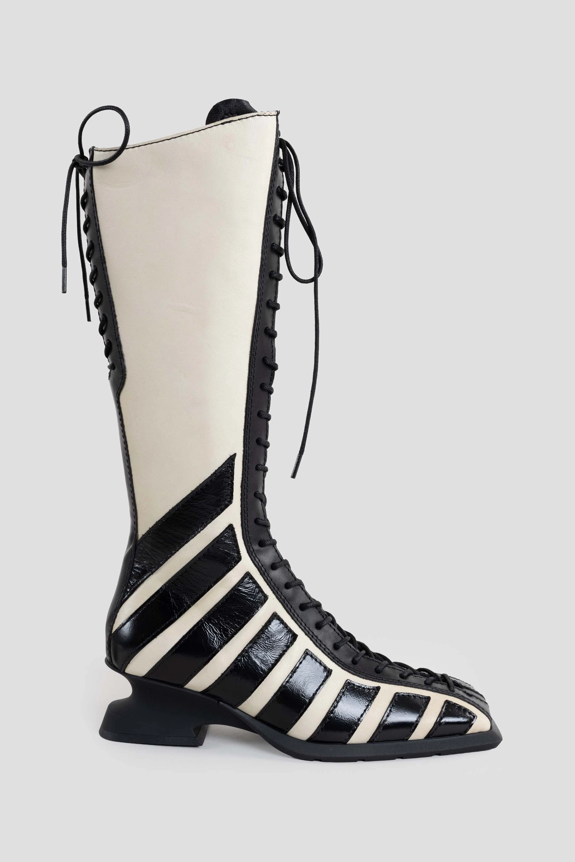 Nelly Wedge Tall Boots Cream/Black