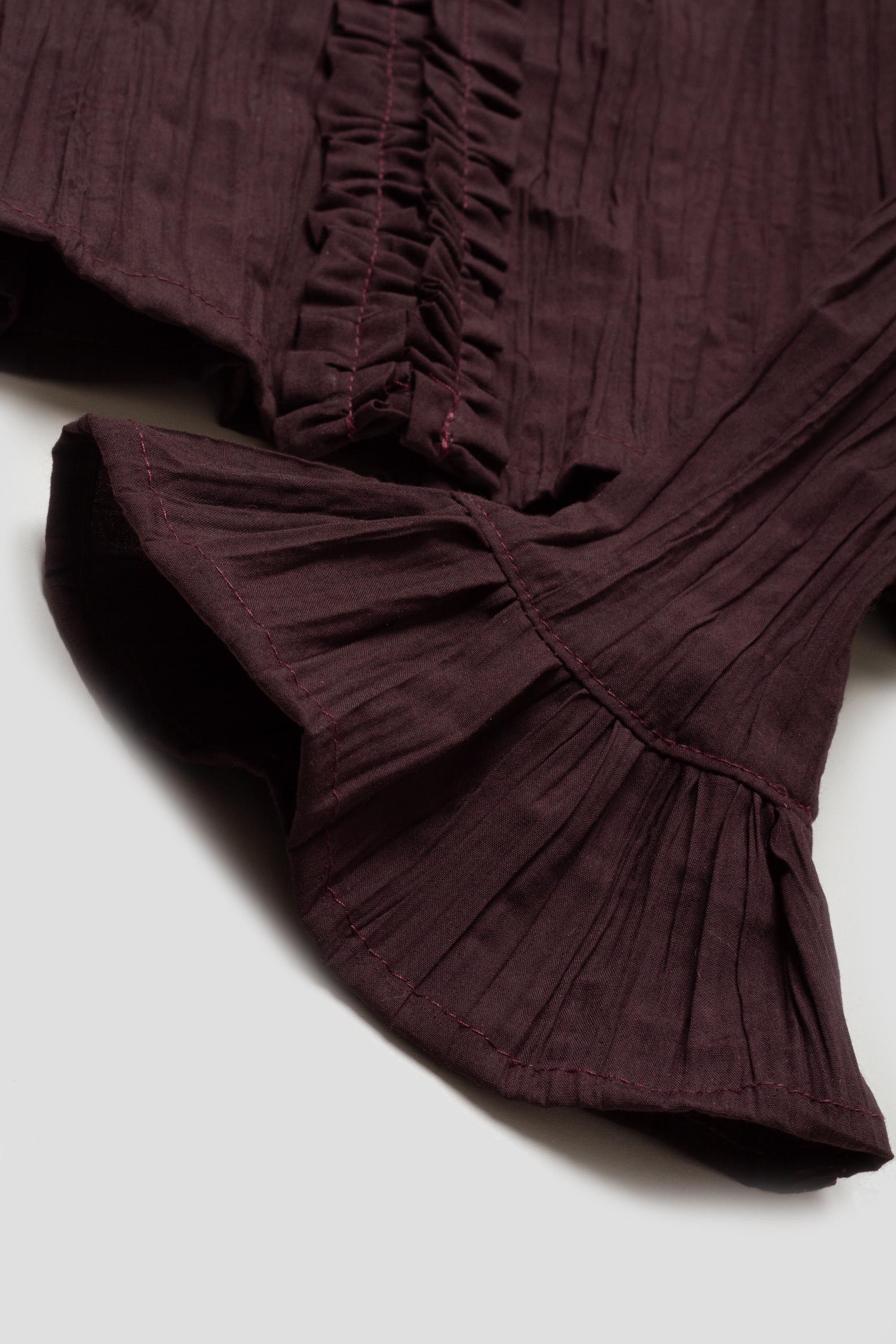 Crinkle Ruffle Shirt Aubergine