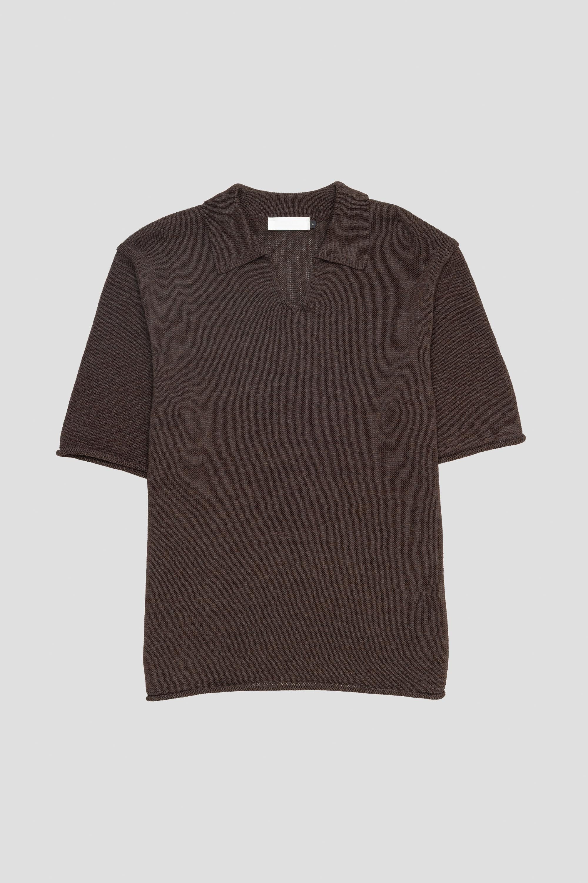 Paper Yarn Collar Knit Dark Brown