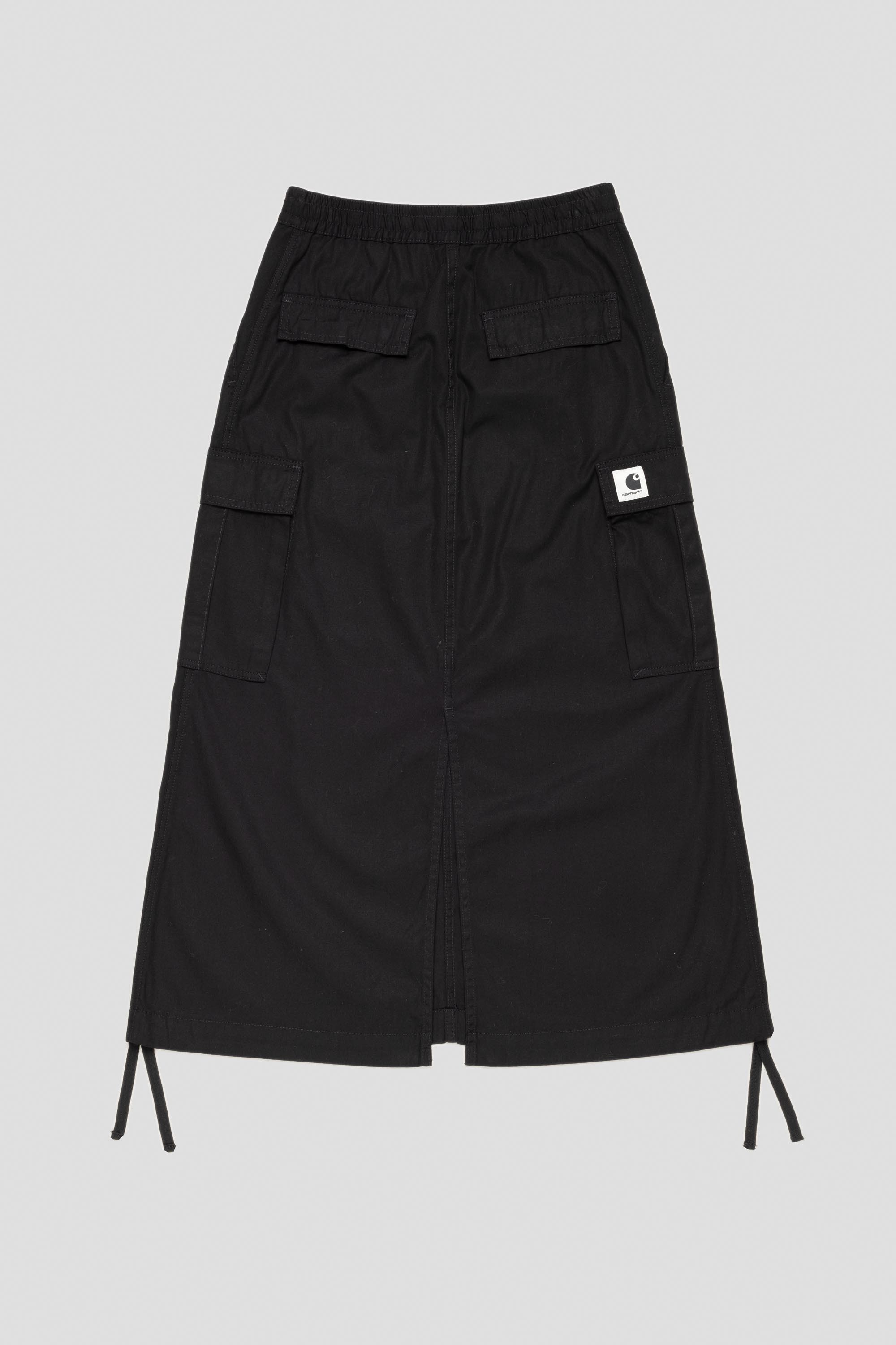 Women's Cargo Skirt Long Black Rinsed