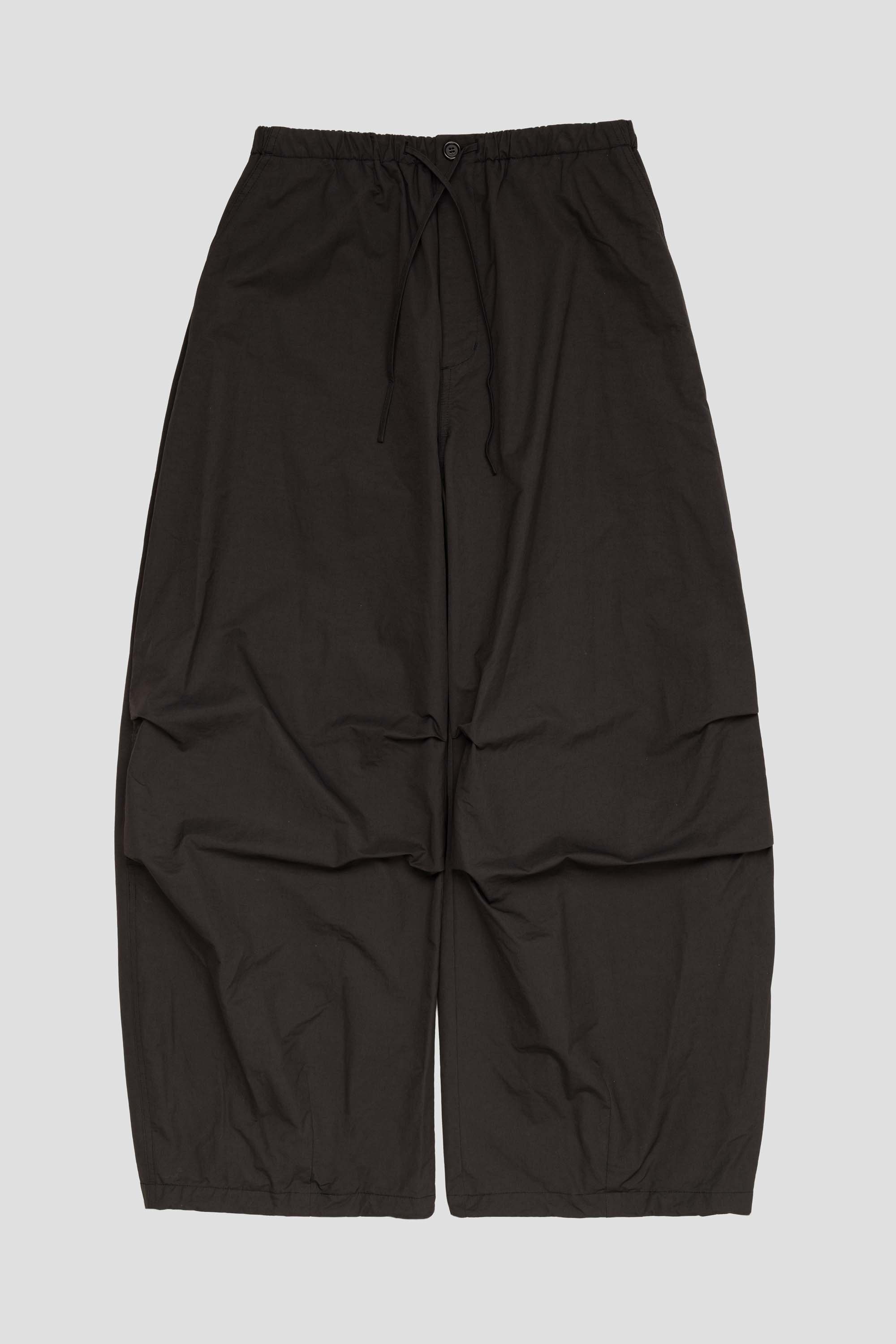Drawstring Wide Fatigue Pants Black