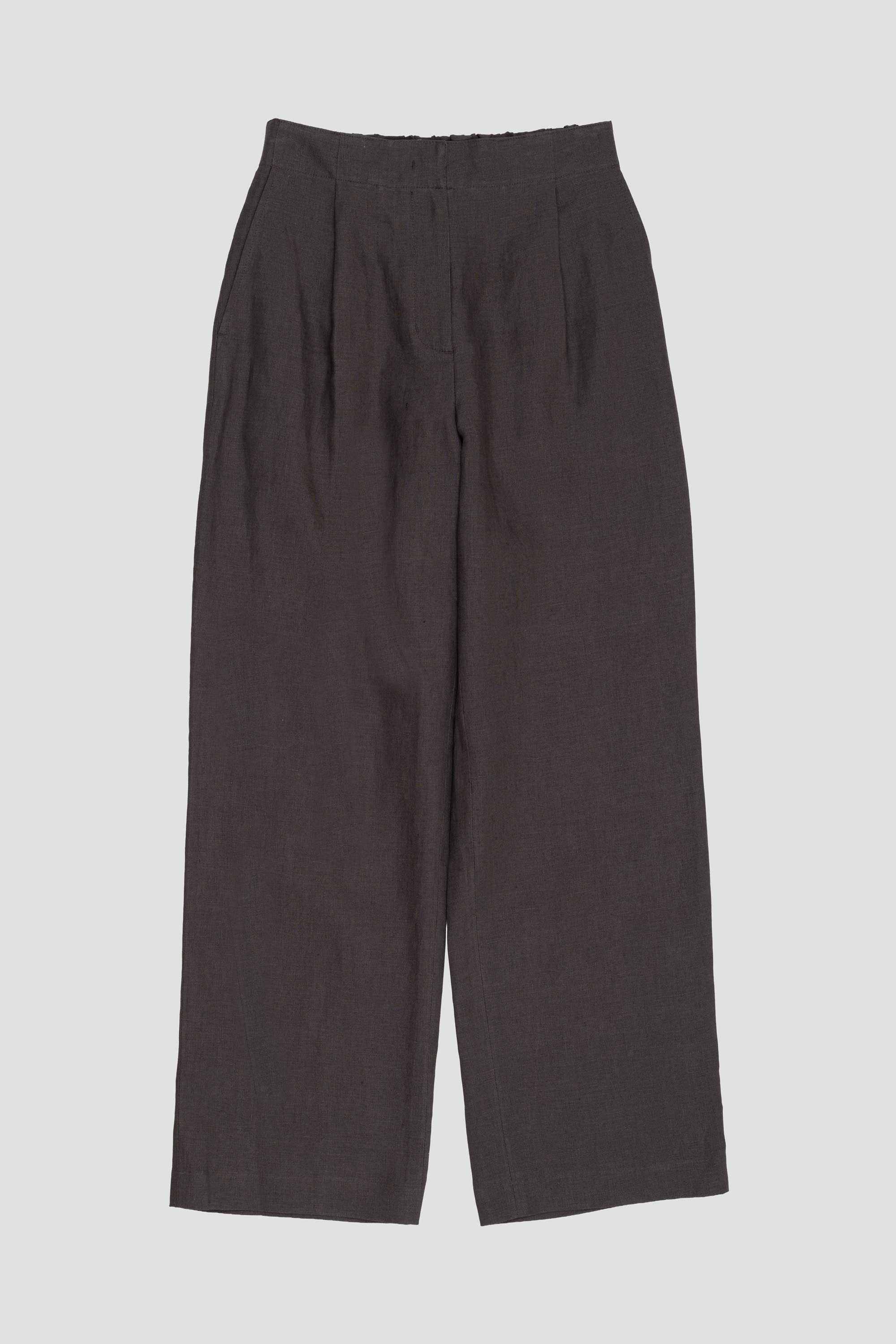 Linen Tuck Pants Khaki Grey