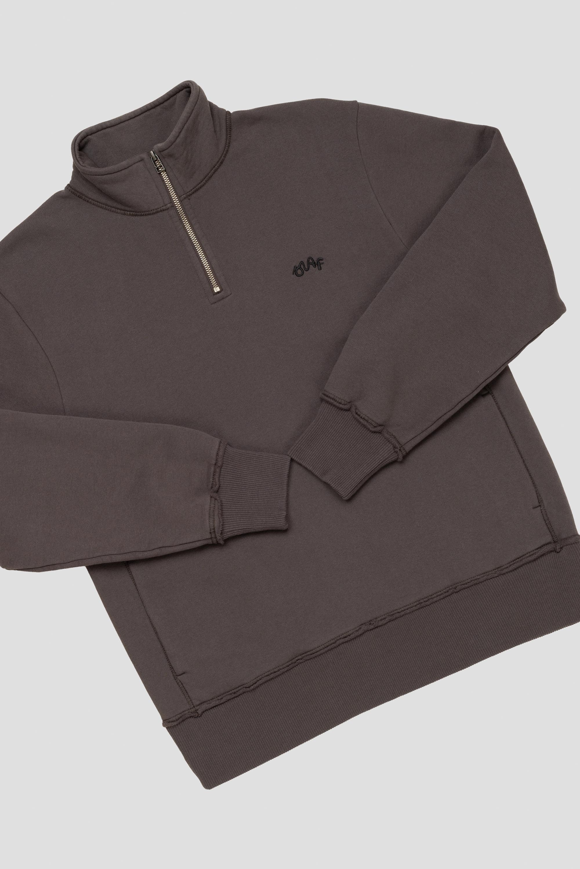 Signature Zip Mock Charcoal
