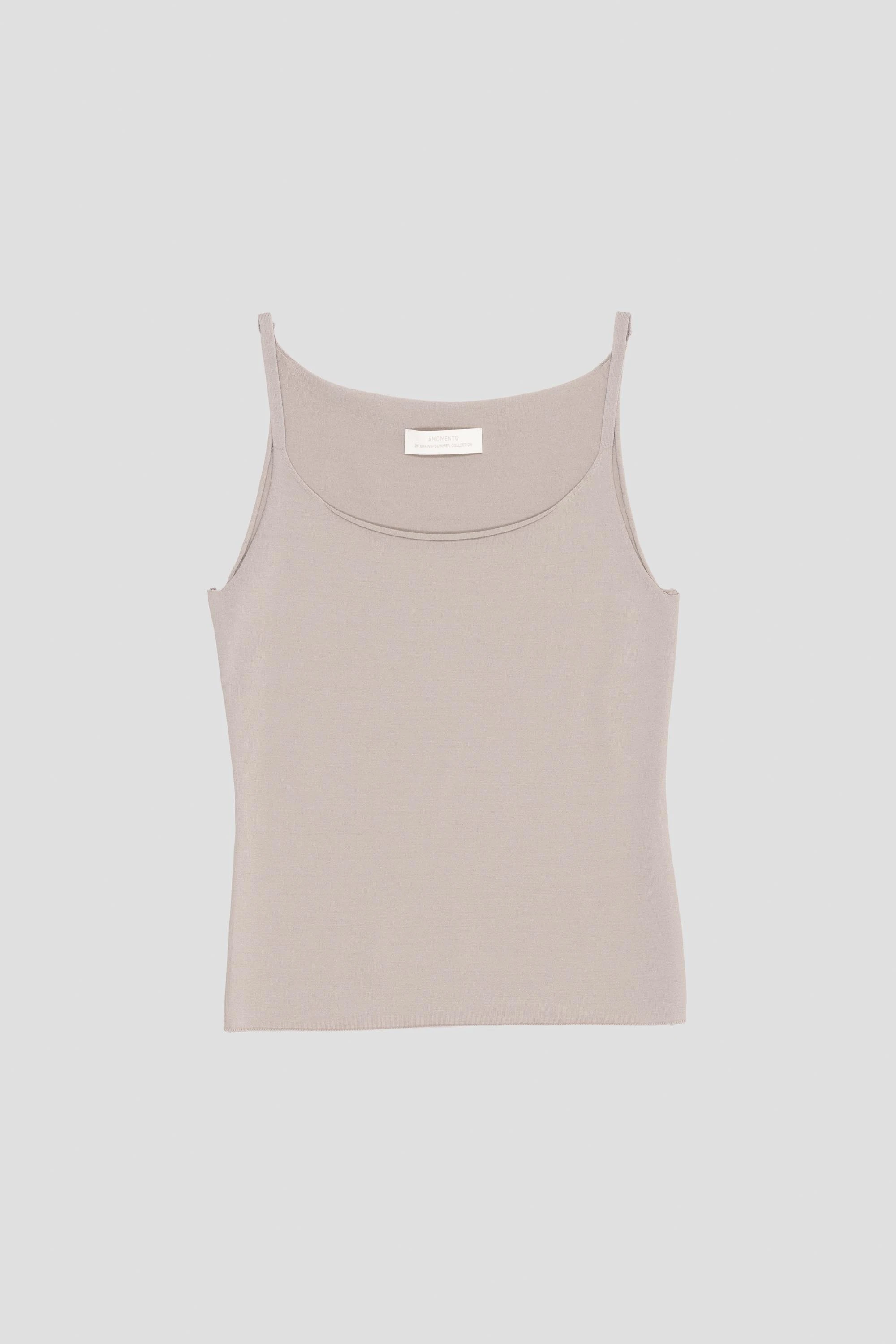 Sleeveless Knit Top Grey Beige