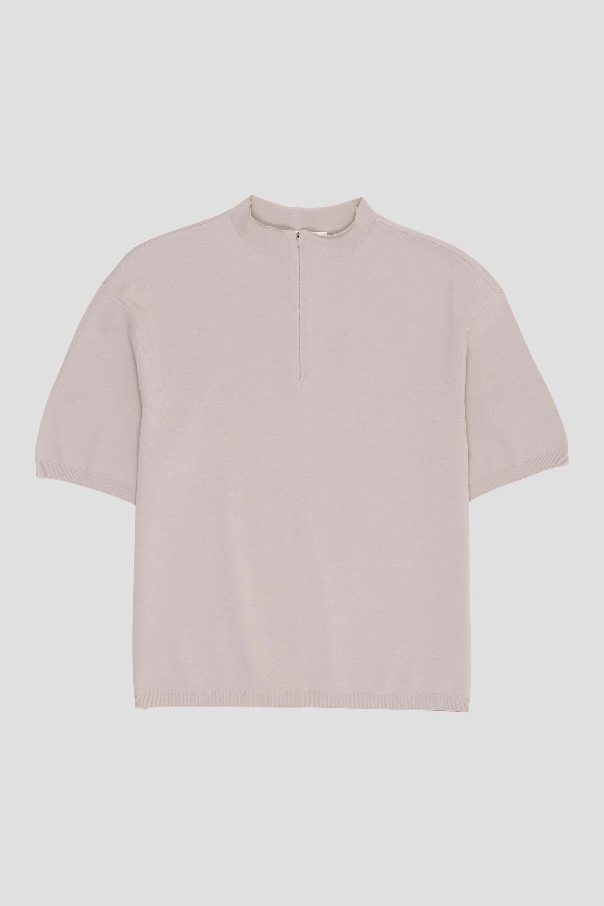 Half Zip-Up Knit Grey Beige