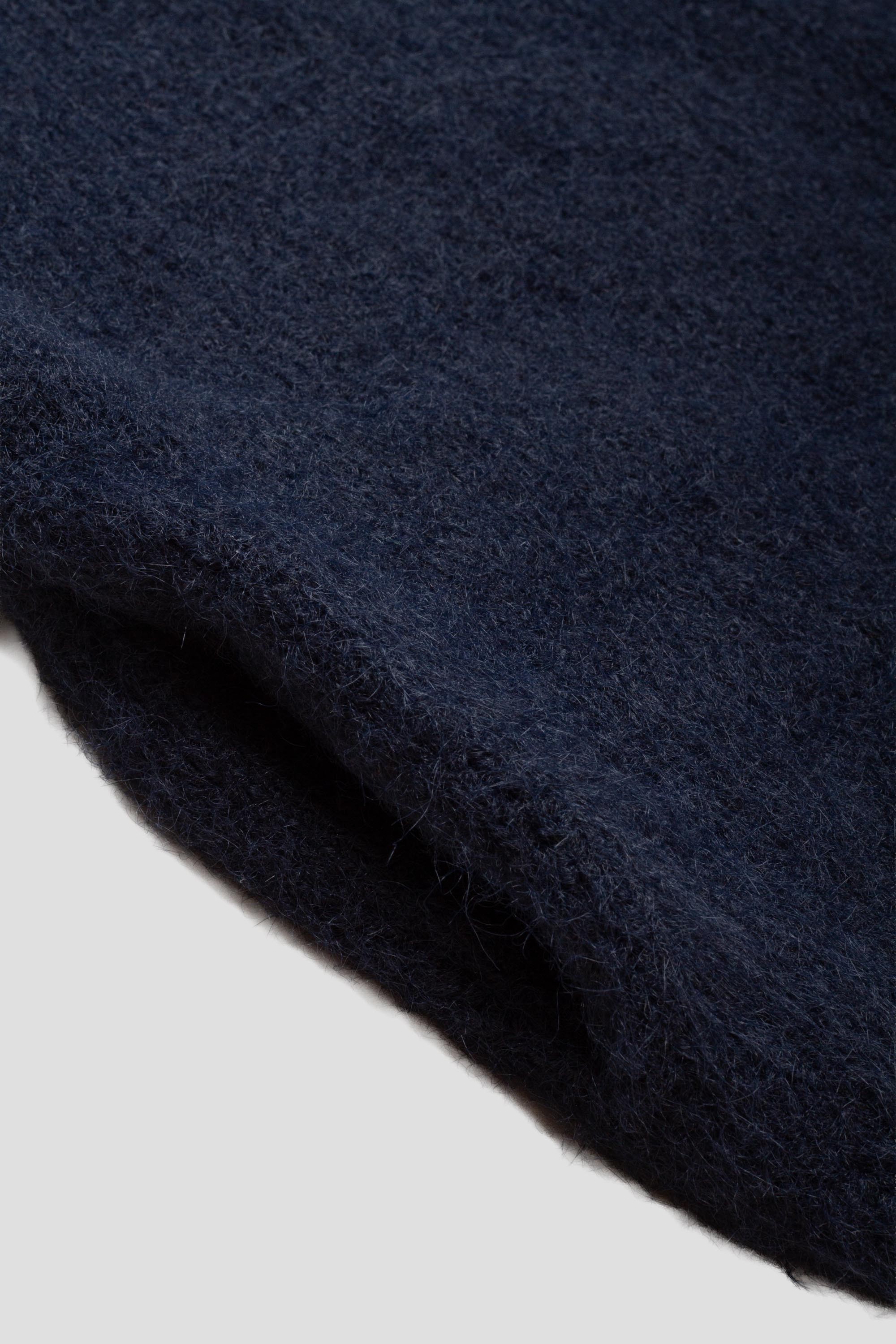 Mohair Button Hoodie Navy