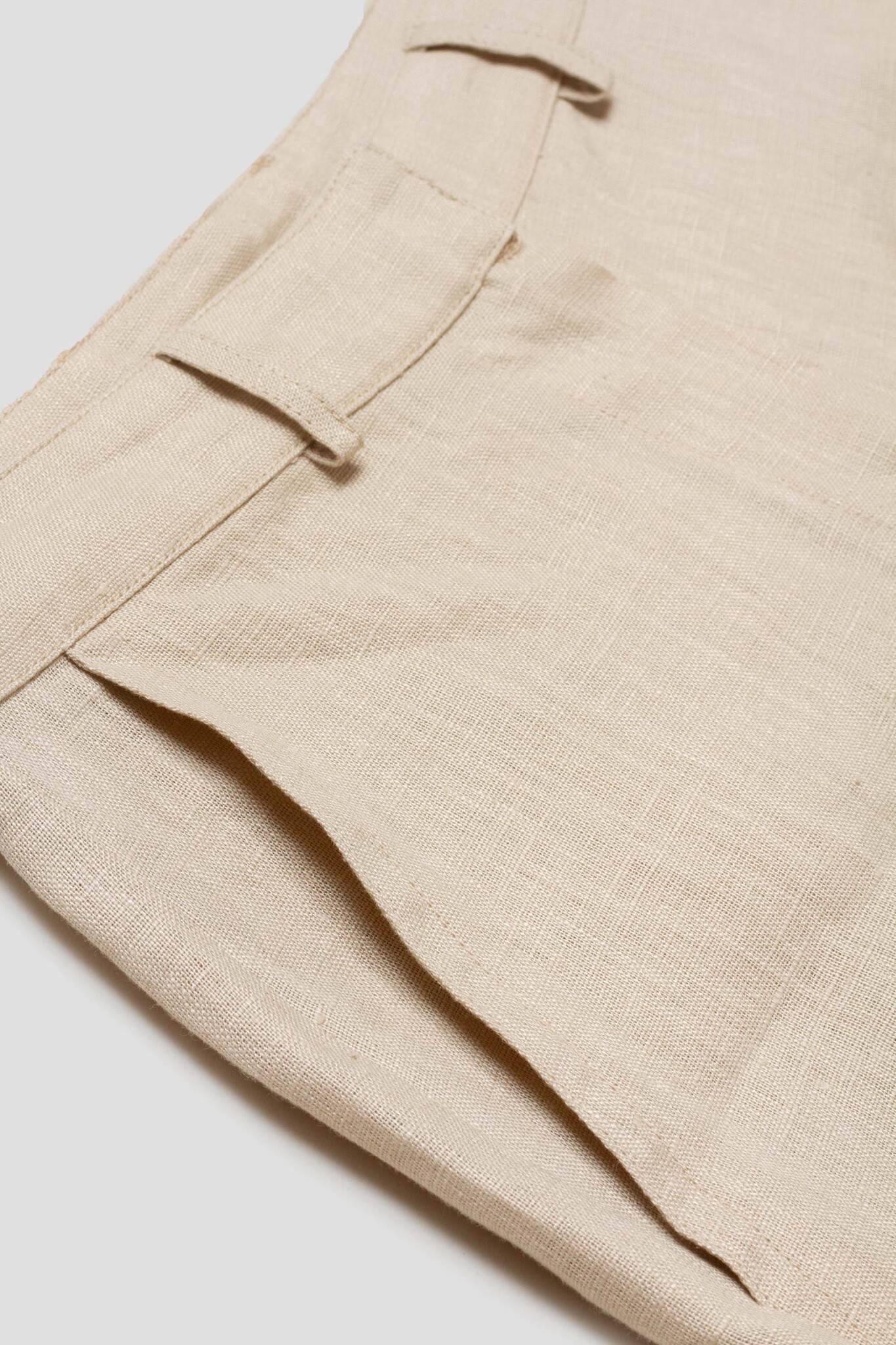 Straight Linen Trousers Beige
