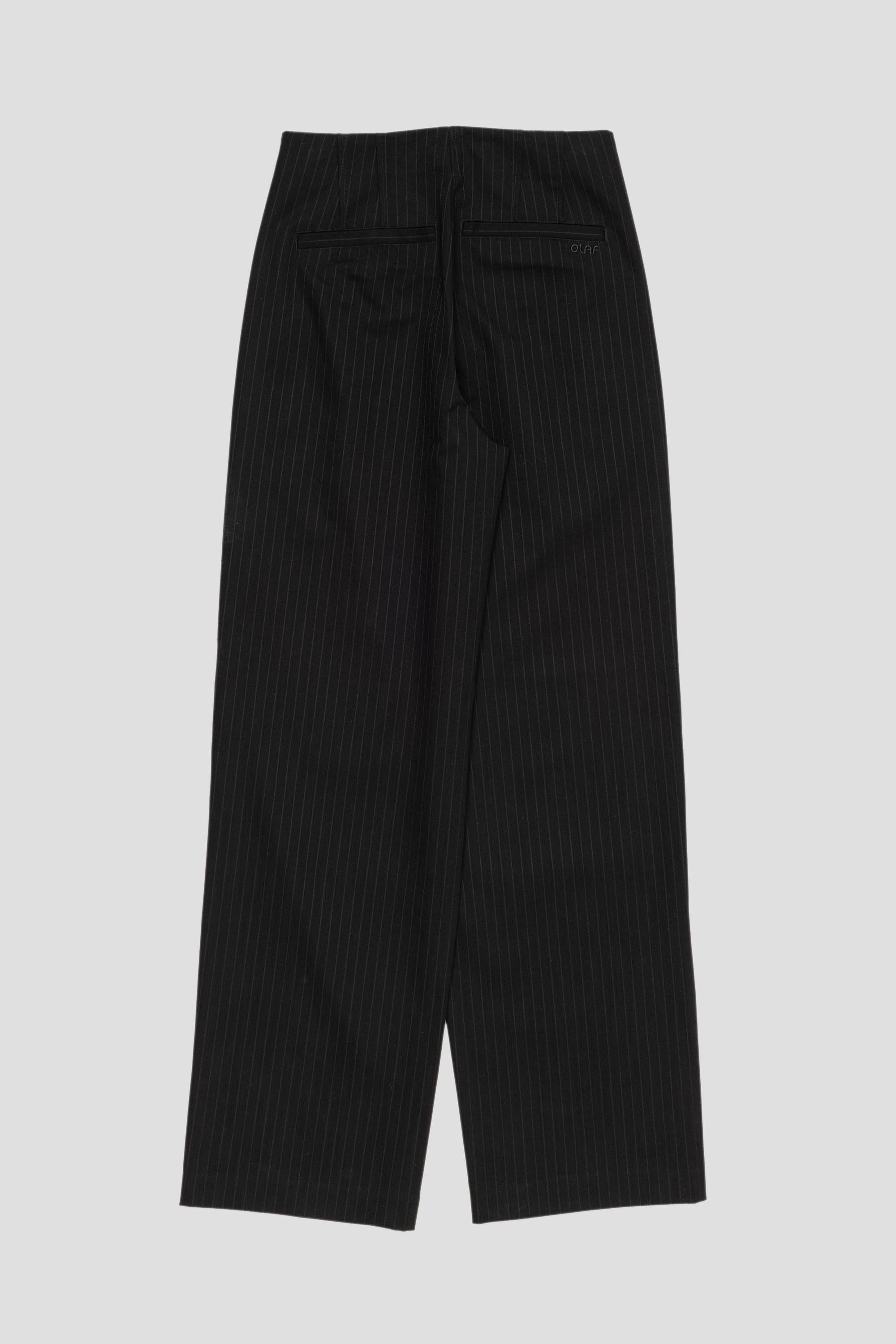 Women's Pinstripe Barrel Leg Pant Black/White