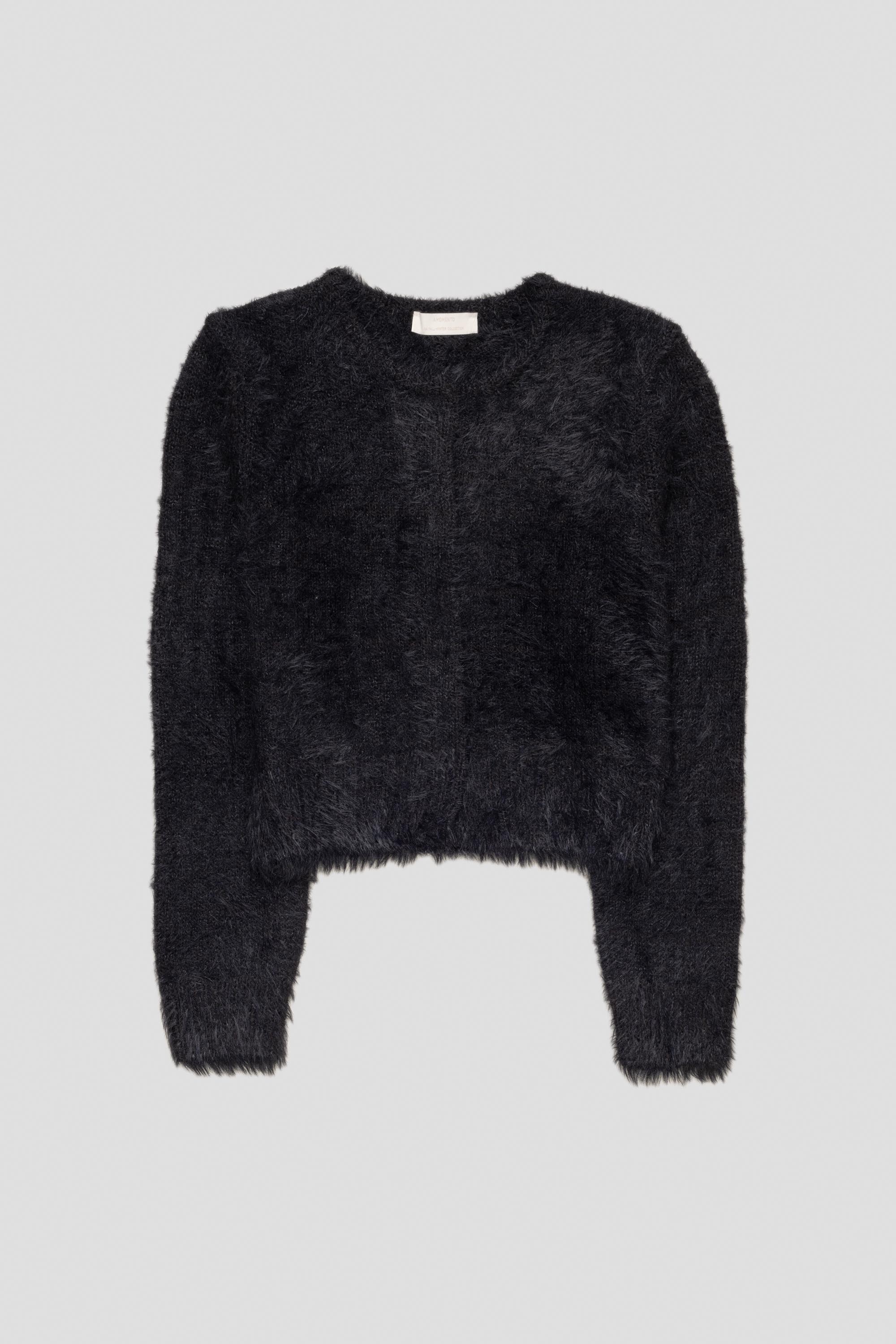 Shaggy Cropped Cardigan Black