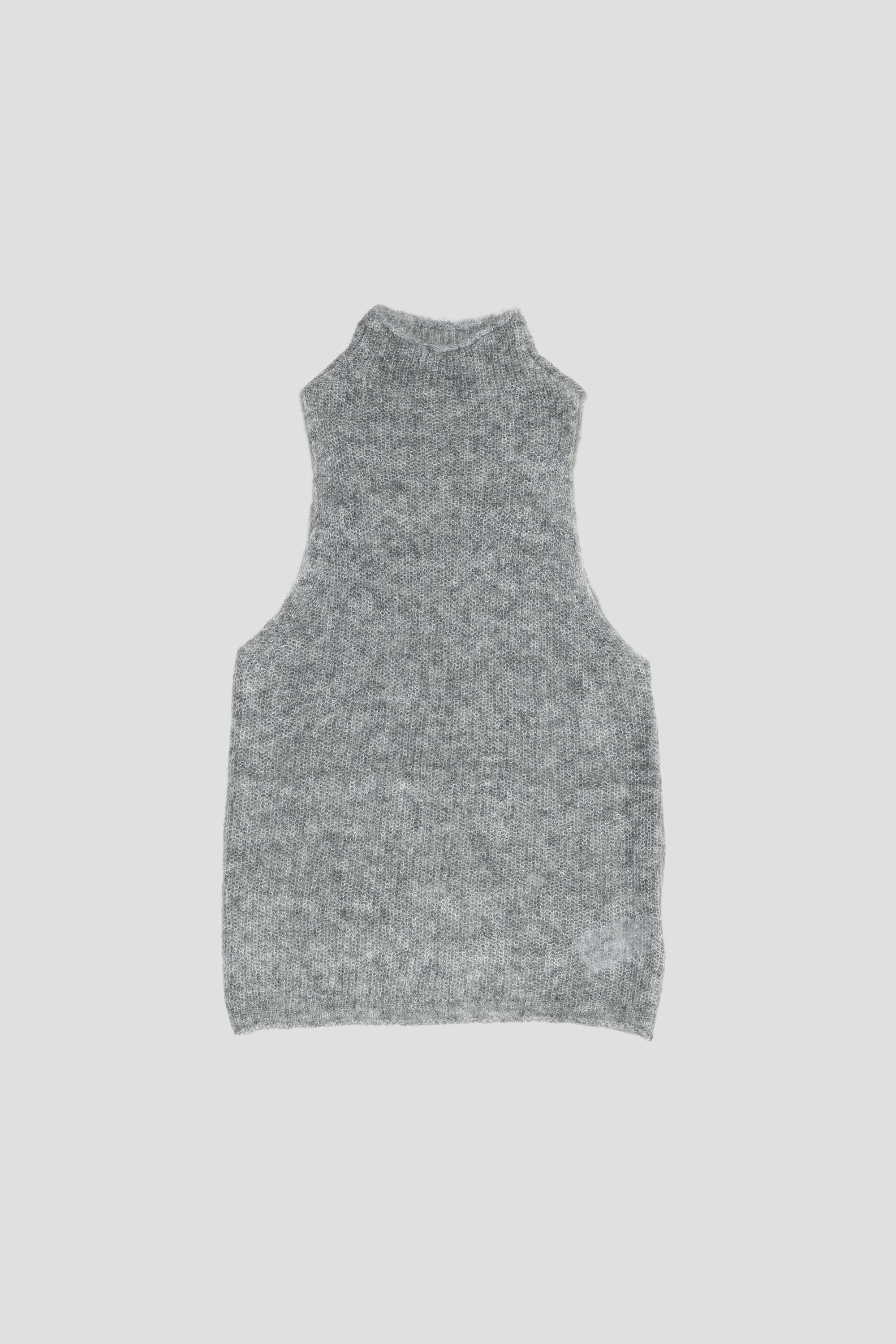 Sheer Sleeveless Top Melange Grey