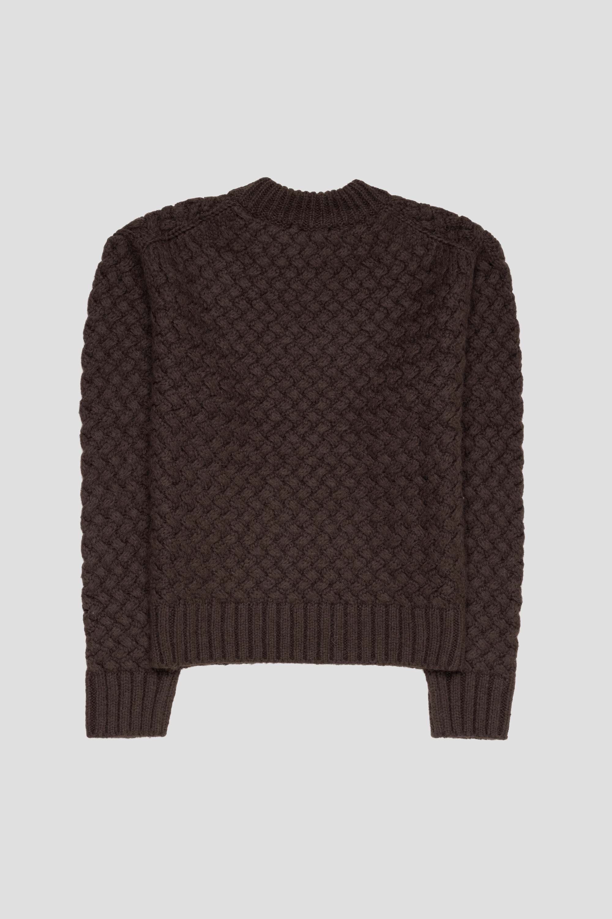 Diagonal Cable Pullover Brown