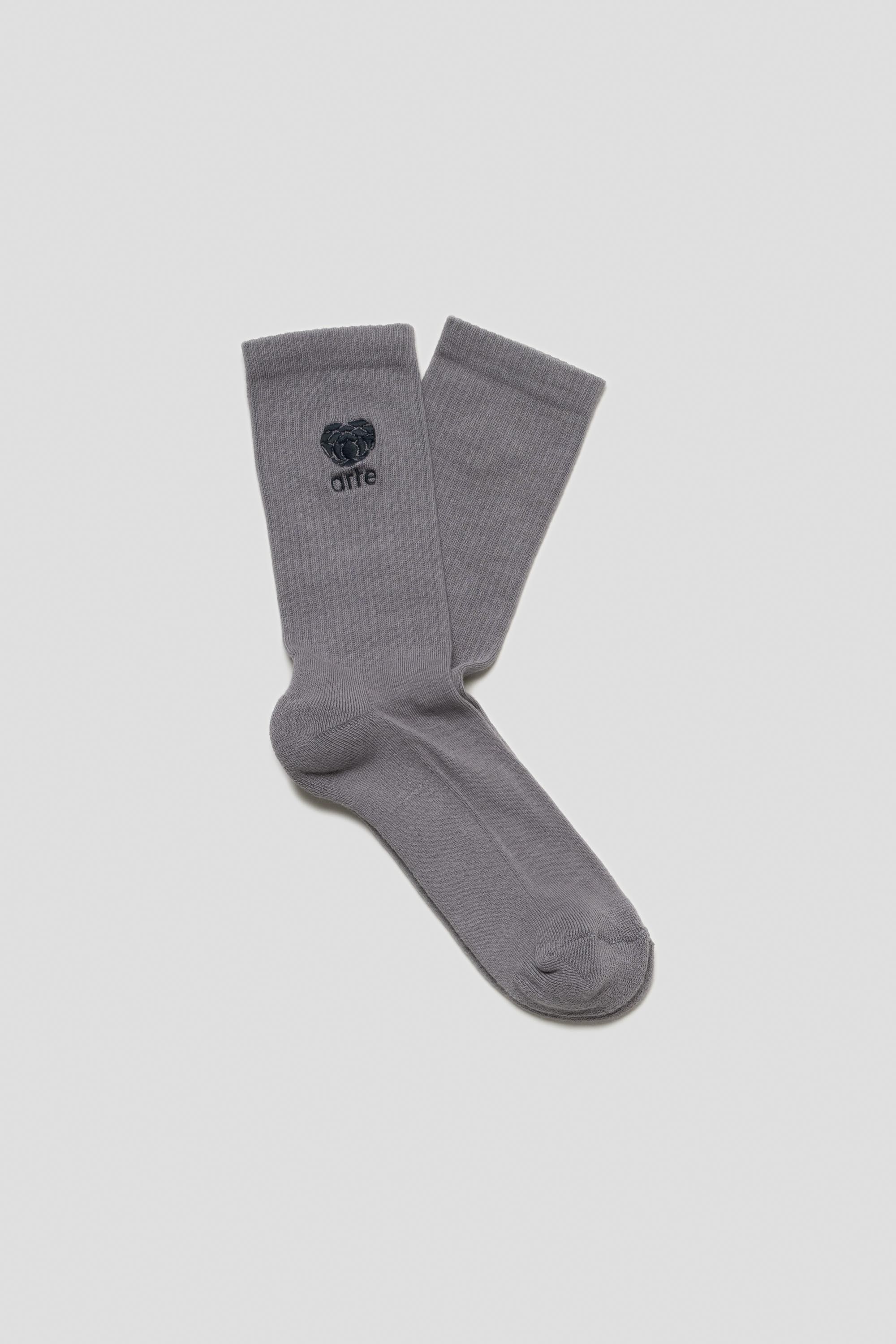 Heart Flower Logo Socks Grey