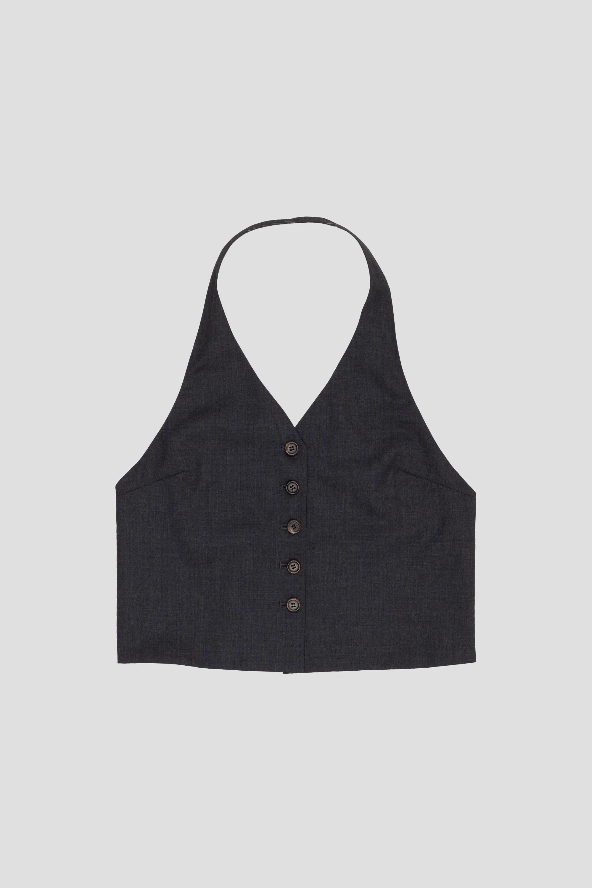 Wool Halterneck Top Charcoal
