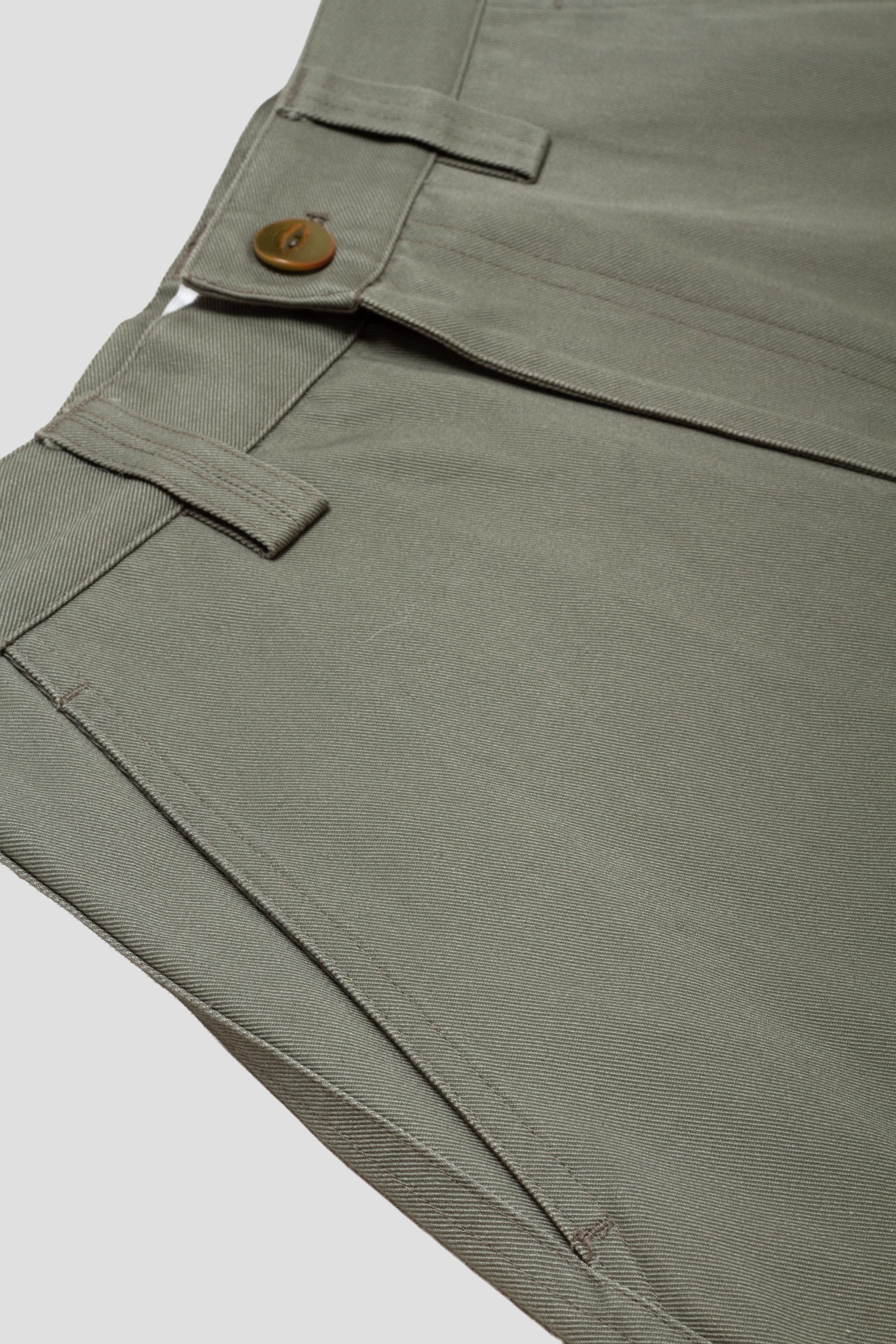 Darted Wide Cotton Trousers Olive