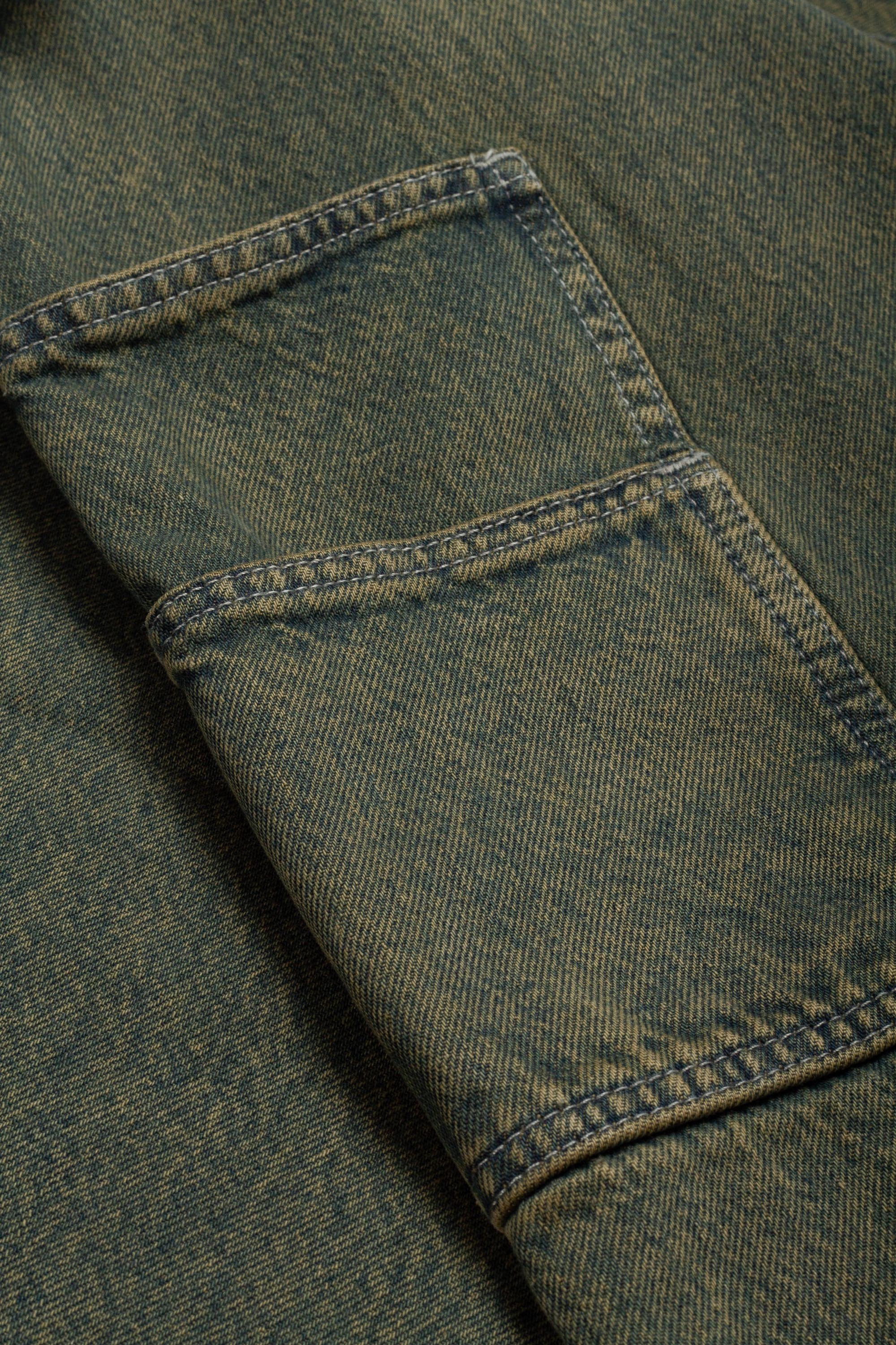 Loose Denim Painter Green Tone Faded