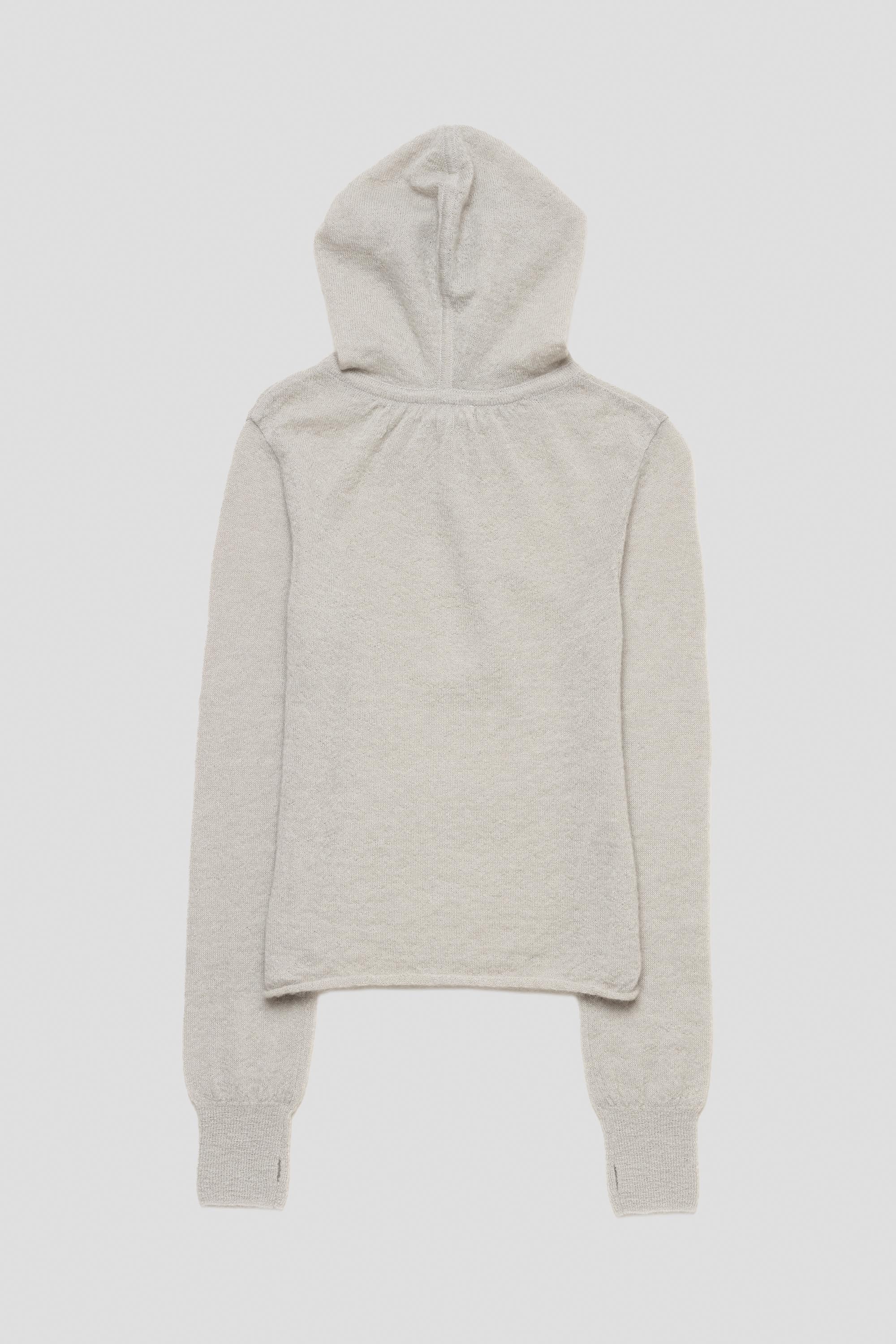 Sheer Hooded Knit Light Grey