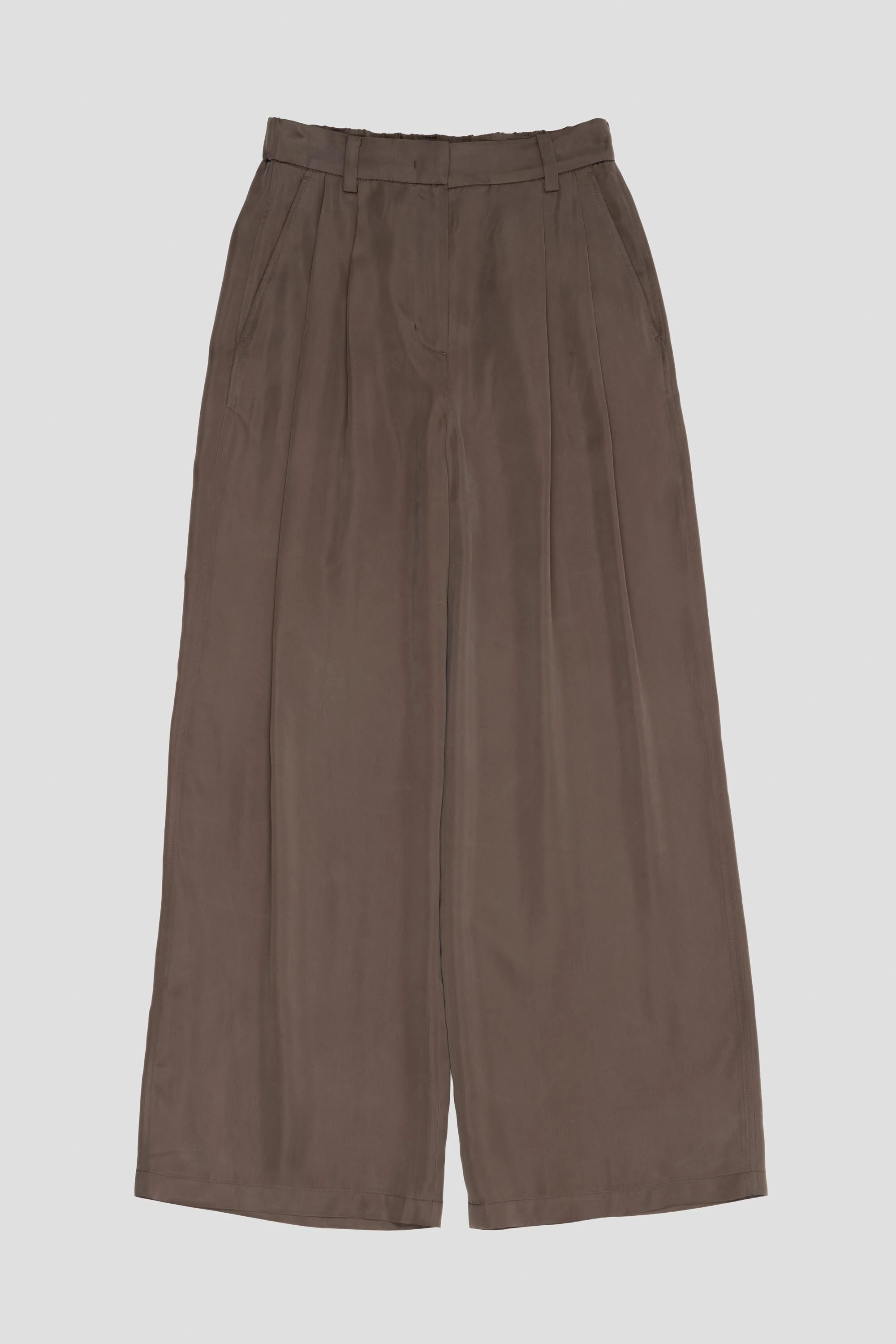 Women's Cupro Two Tuck Wide Pants Grey