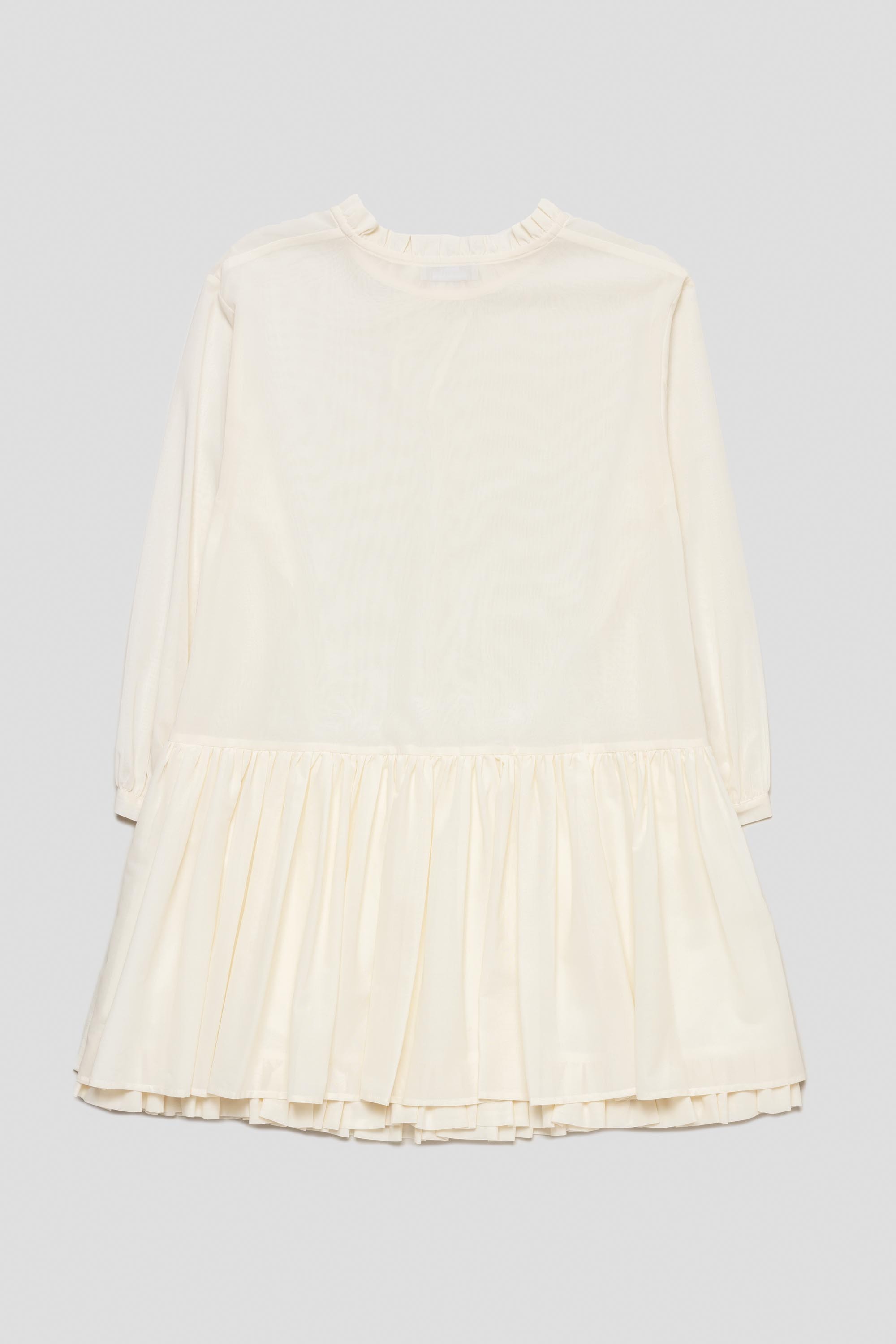 Sheer Neck Frill Dress Ivory