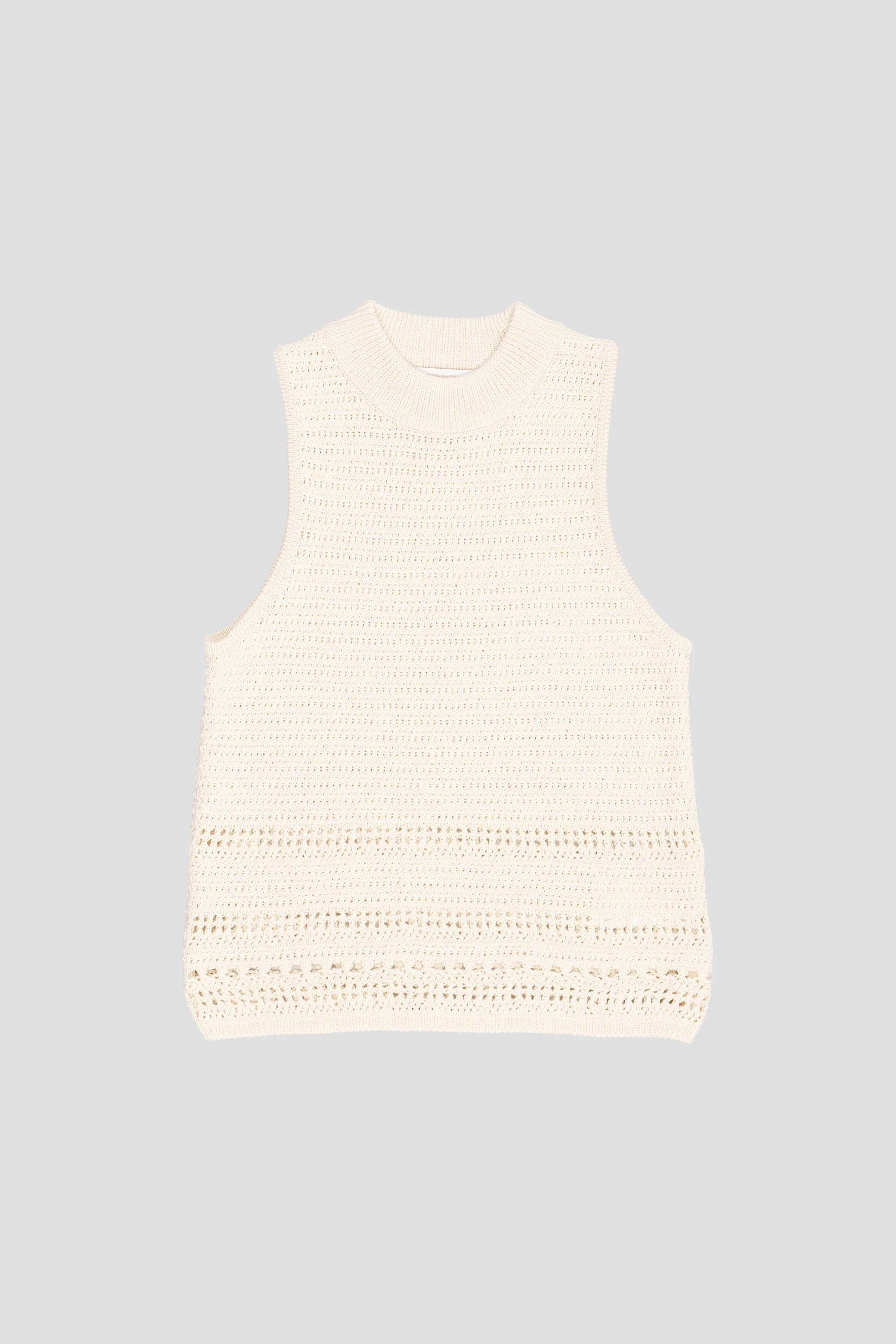 Crochet Knit Vest Beige