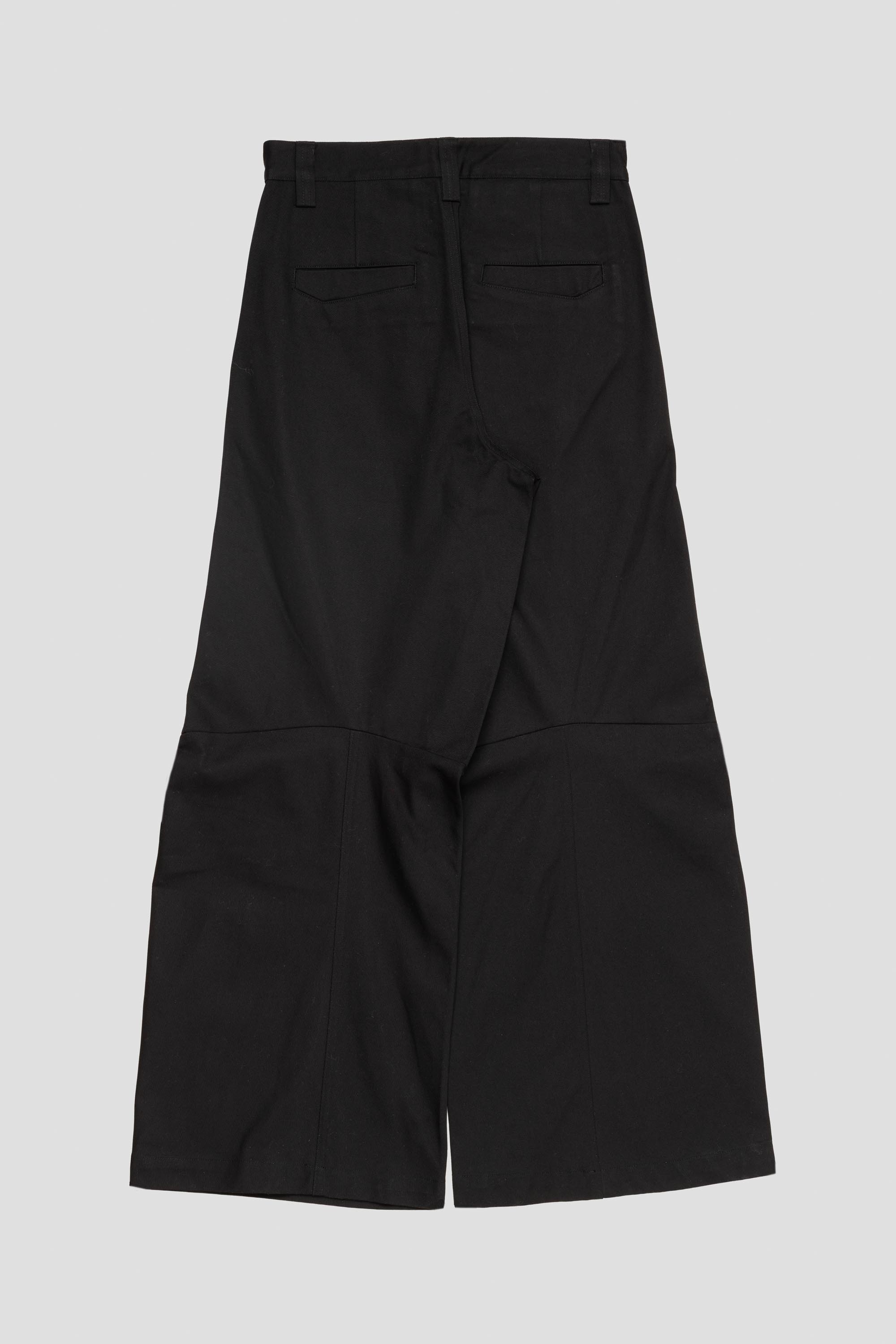Darted Wide Cotton Trousers Black