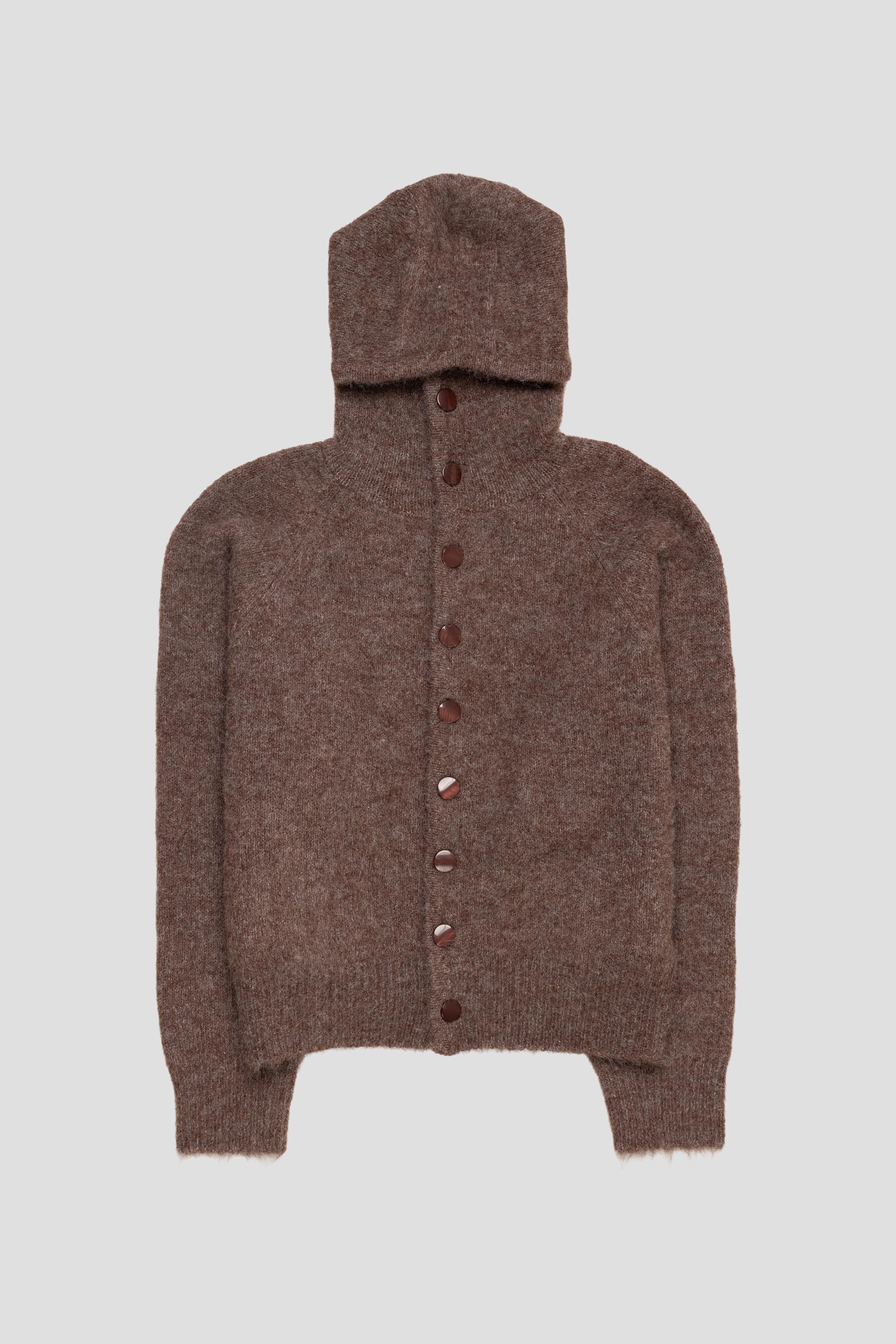 Mohair Button Hoodie Chestnut