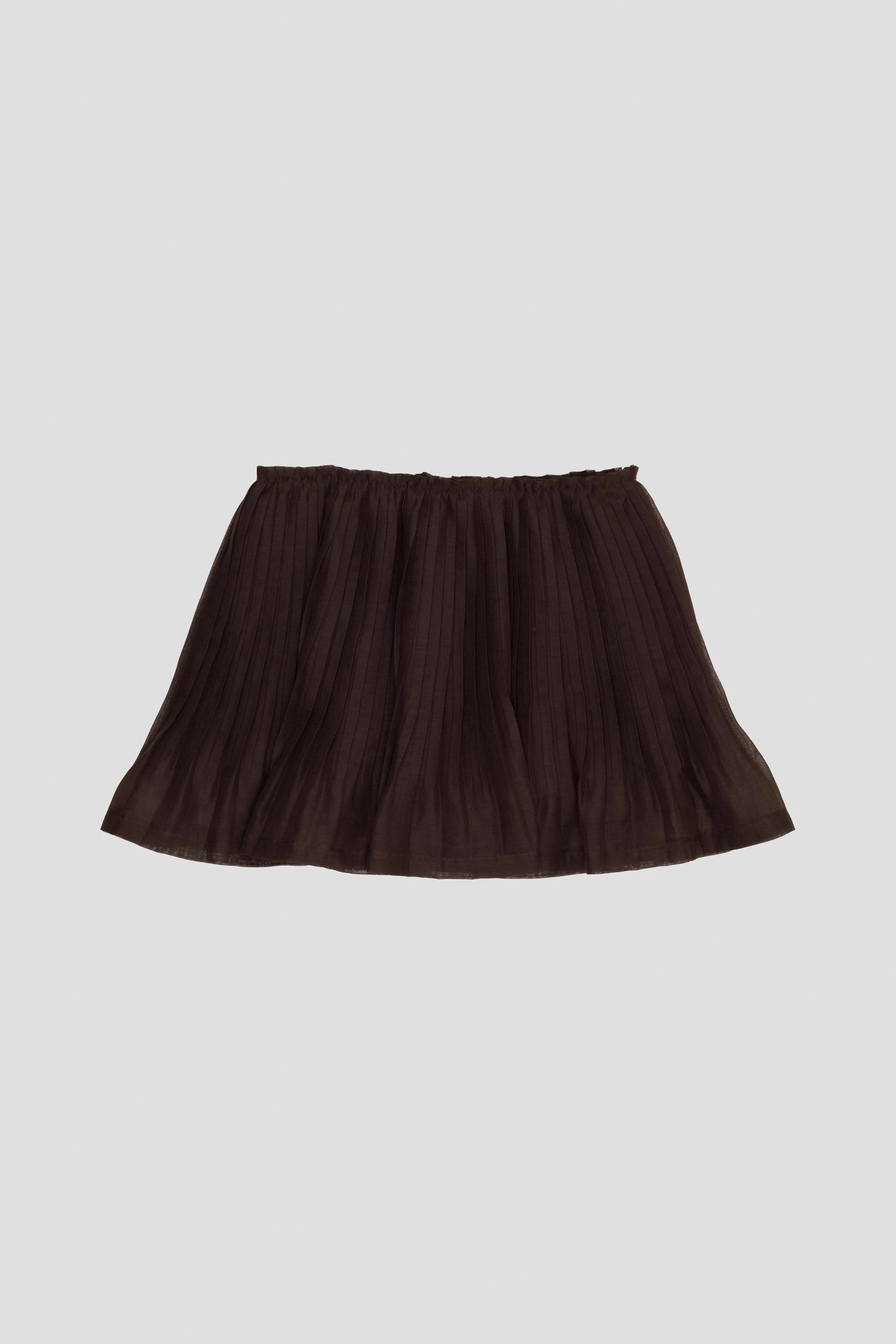 Pleated Mini Skirt Brown