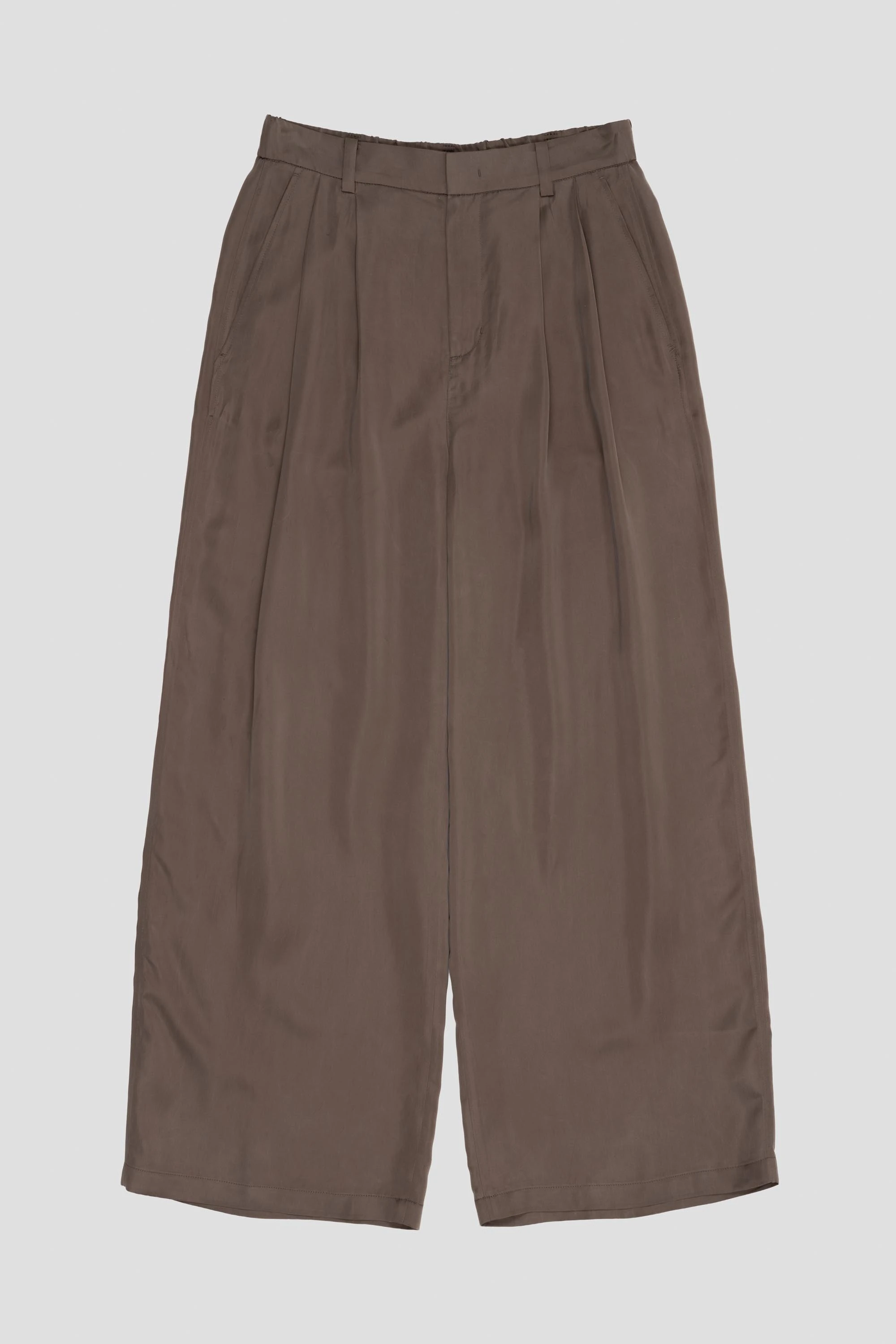 Men's Cupro Two Tuck Wide Pants Grey